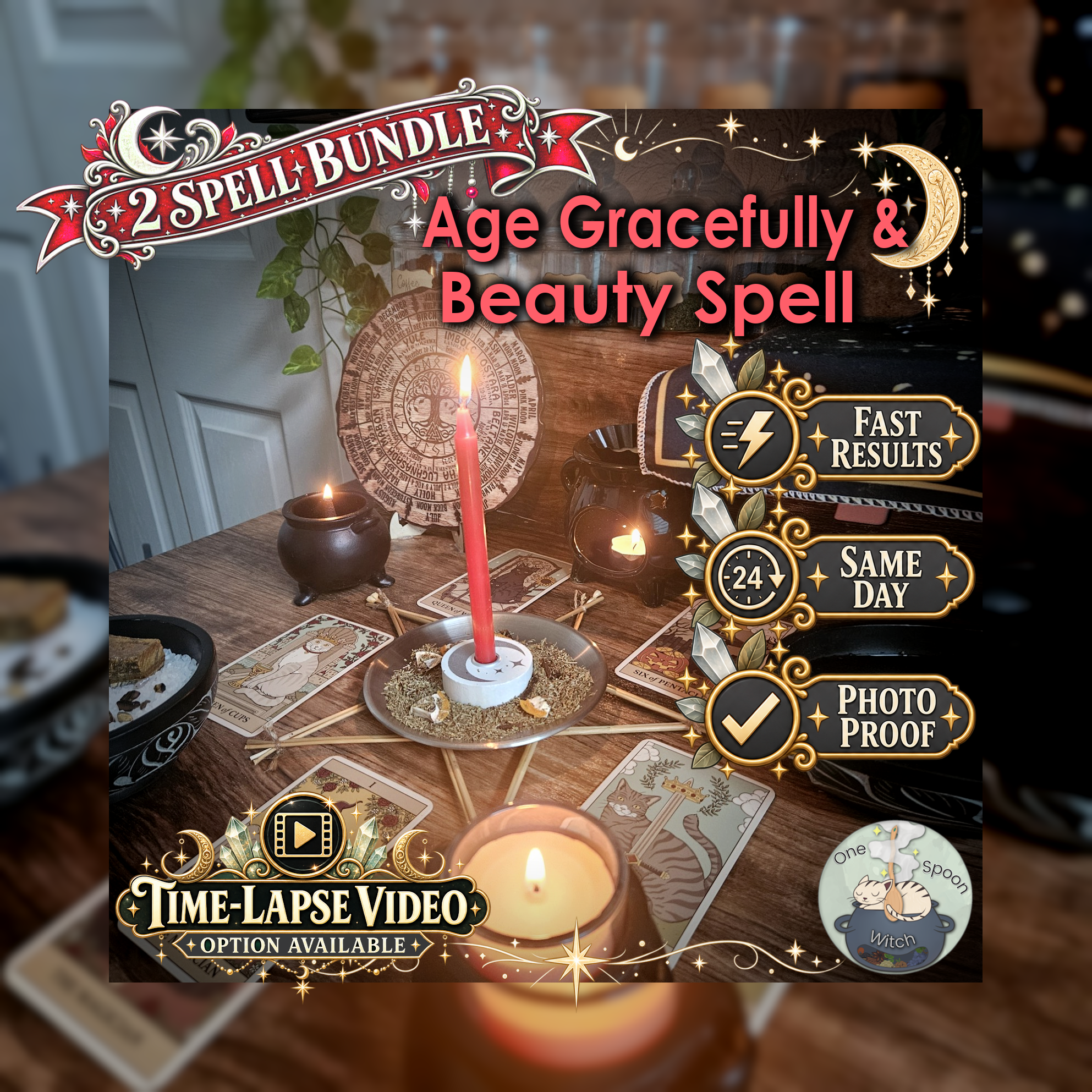 Beauty & Age Gracefully Spell Bundle - SAME DAY Casting for Beauty, Radiance, Confidence, Graceful Aging, & Self-Appreciation