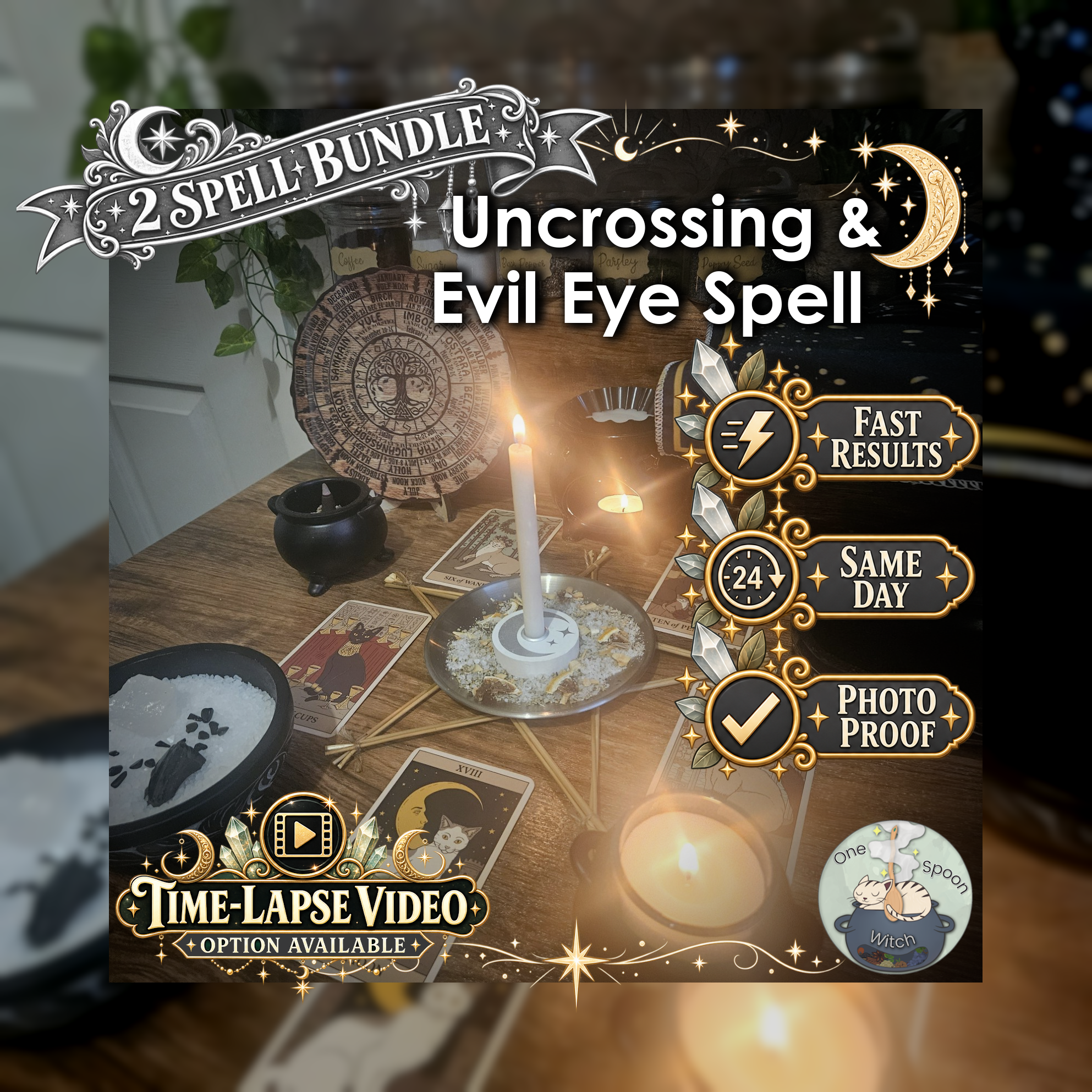 Uncrossing & Evil Eye Spell Bundle - SAME DAY Casting for Uncrossing, Evil Eye Clearing, Protection, Cleansing, & Shielding