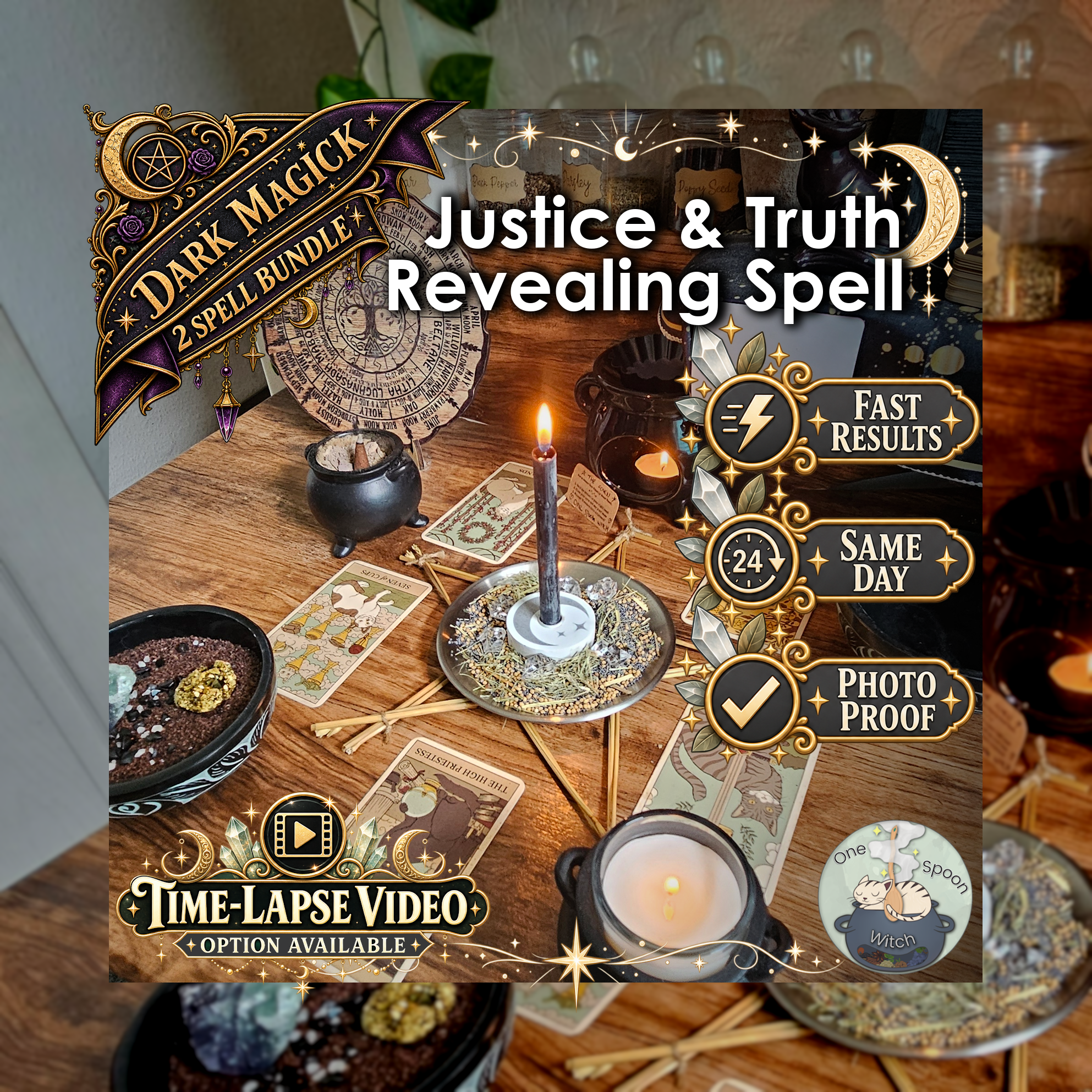 Justice & Truth Revealing Spell Bundle - SAME DAY Casting for Justice, Truth, Lies Exposed, Clarity, & Fairness