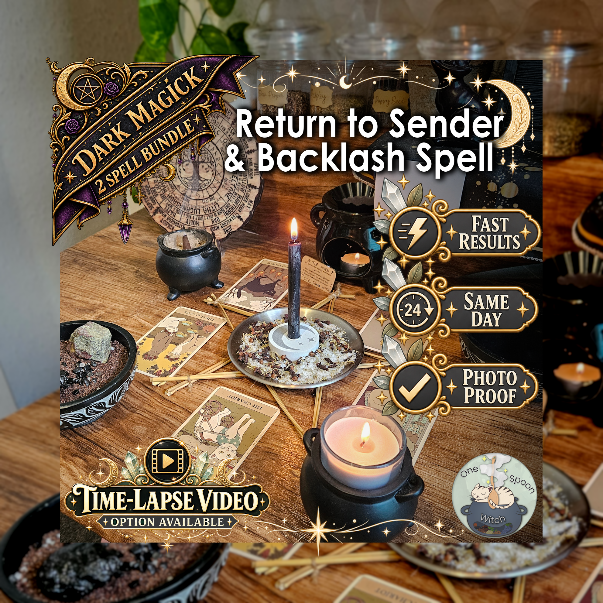 Return to Sender & Backlash Spell Bundle - SAME DAY Casting for Return to Sender, Backlash, Protection, Boundaries, & Energy Return
