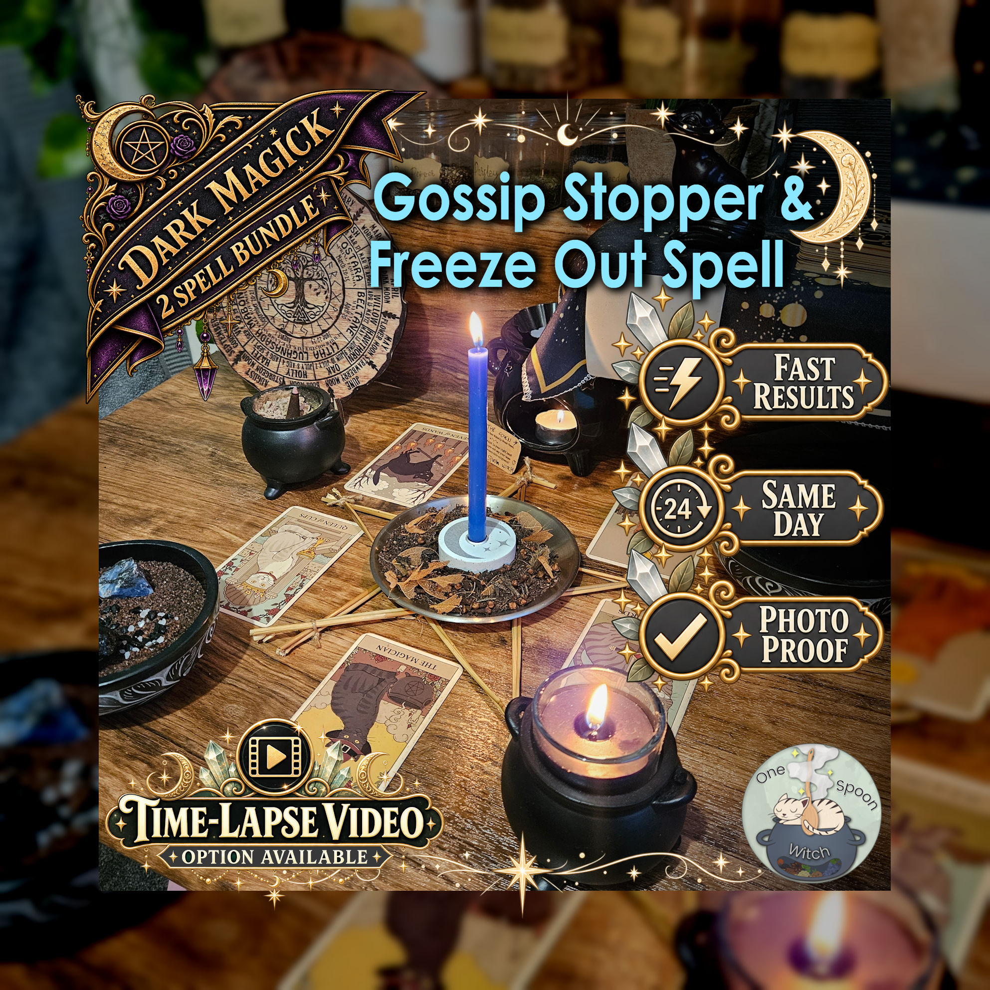 Gossip Stopper & Freeze Out Spell Bundle - SAME DAY Casting for Gossip, Silence, Rumour Blocking, Distance, & Reputation Protection