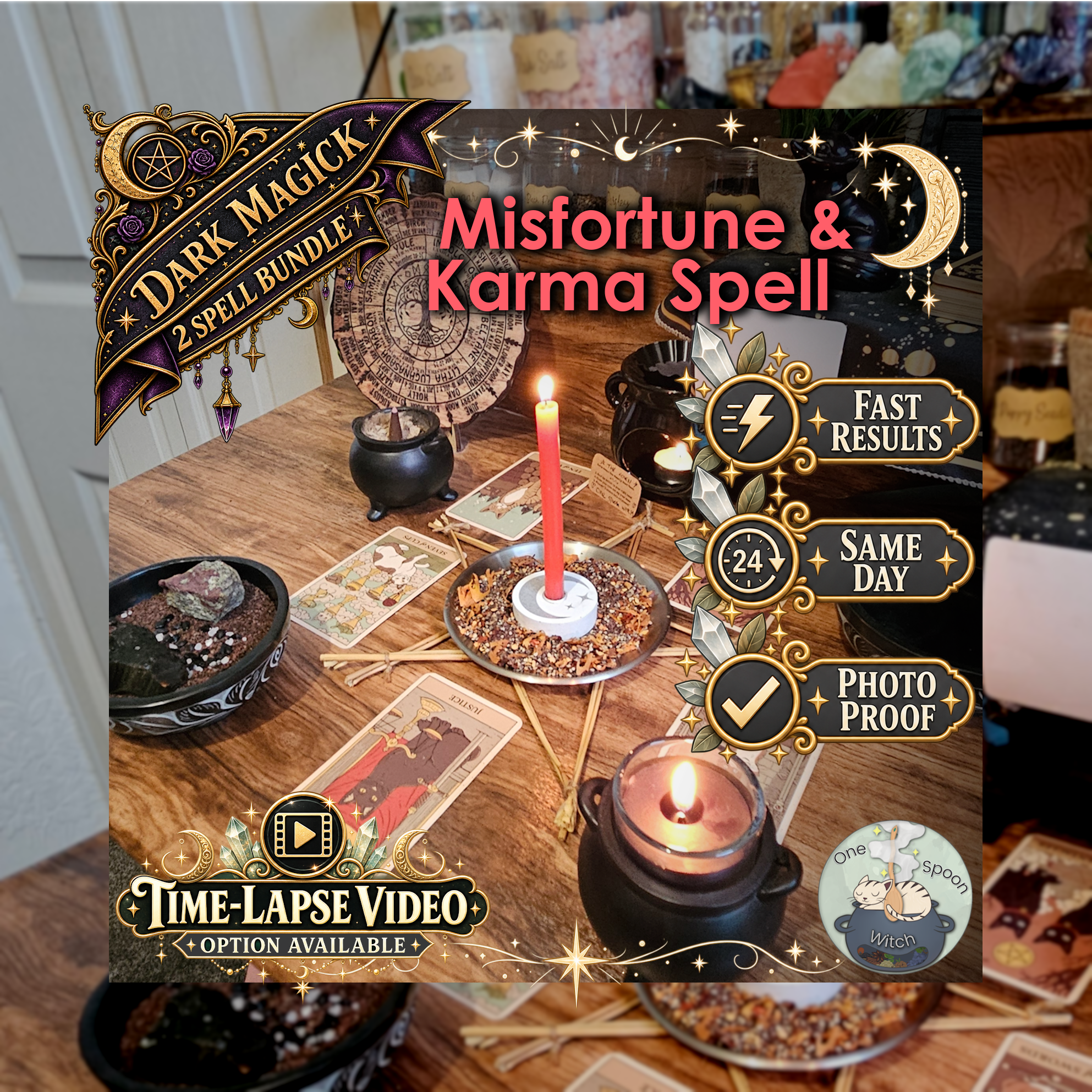 Karma & Misfortune Spell Bundle - SAME DAY Casting for Karma, Misfortune, Delays, Consequences, & Frustration