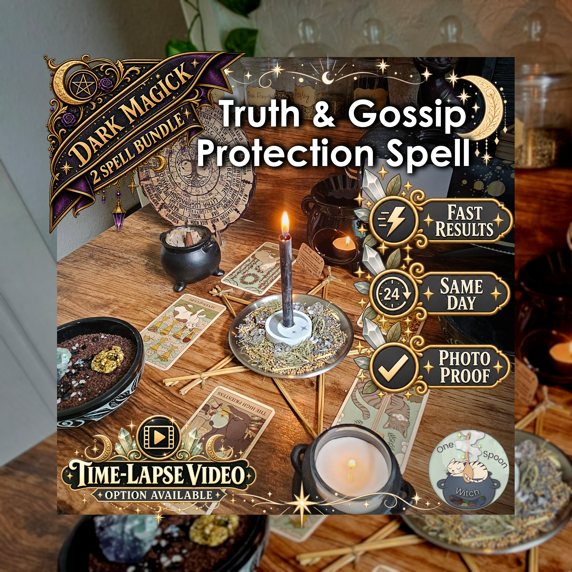 Truth & Gossip Protection Spell Bundle - SAME DAY Casting for Truth, Gossip Protection, Lies Exposed, Privacy, & Reputation Protection