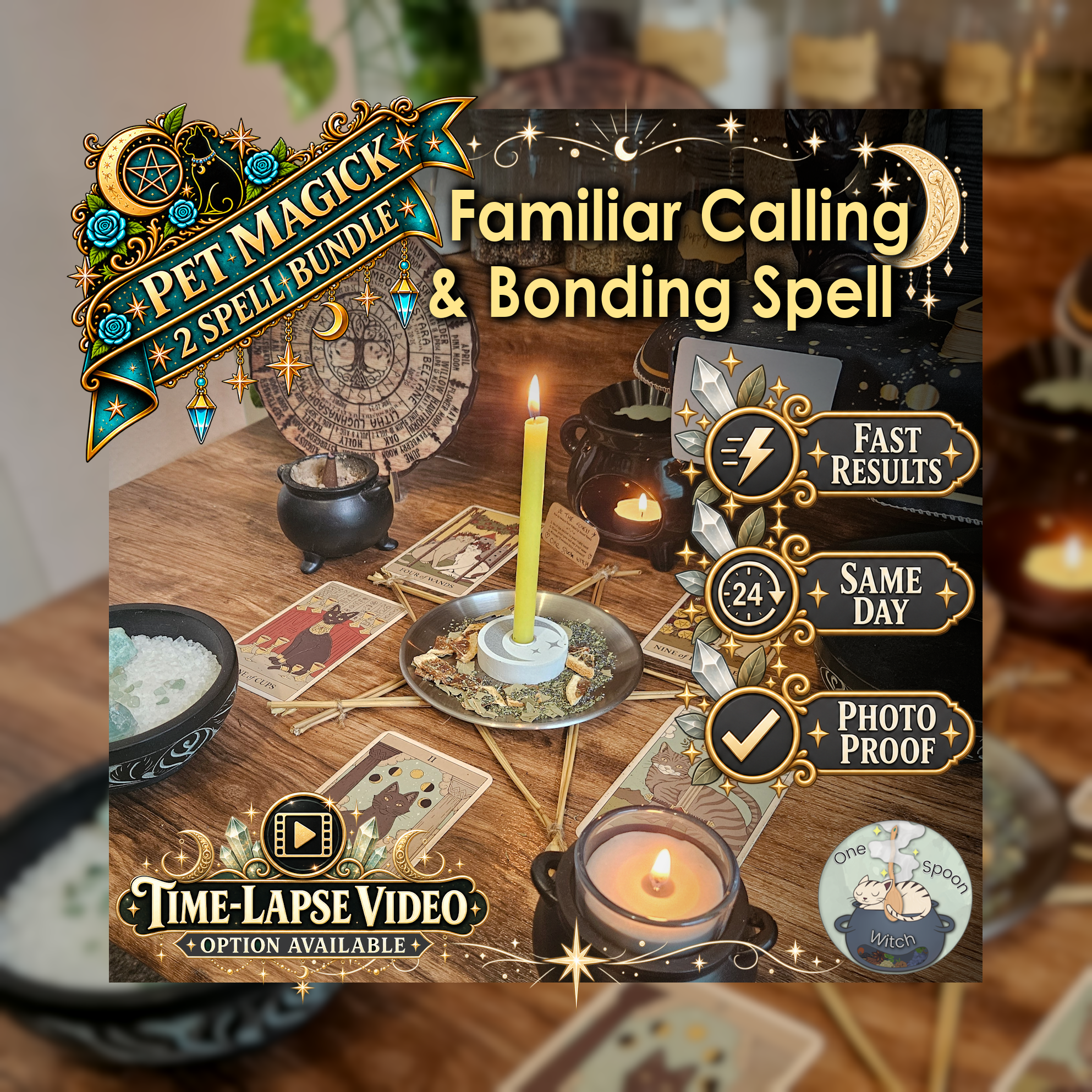 Familiar Calling & Bonding Spell Bundle - SAME DAY Casting for Familiar Calling, Bonding, Spiritual Connection, Guidance, & Companionship