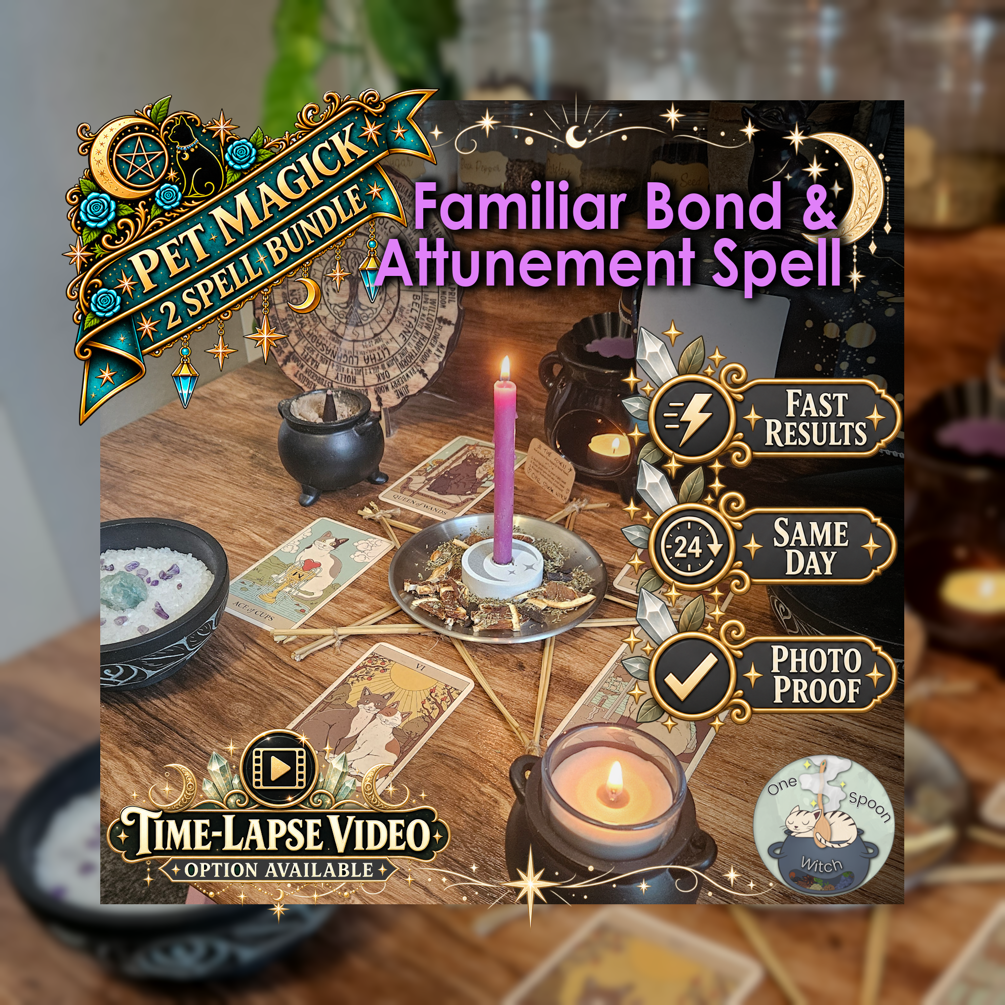 Familiar Bond & Attunement Spell Bundle - SAME DAY Casting for Familiar Bond, Attunement, Connection, Balance, & Spiritual Alignment