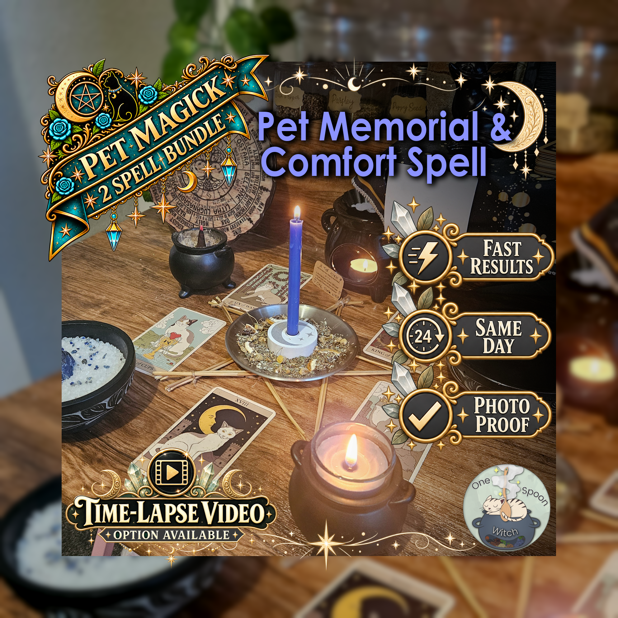 Pet Memorial & Comfort Spell Bundle - SAME DAY Casting for Remembrance, Comfort, Love, Connection, & Honouring Memory