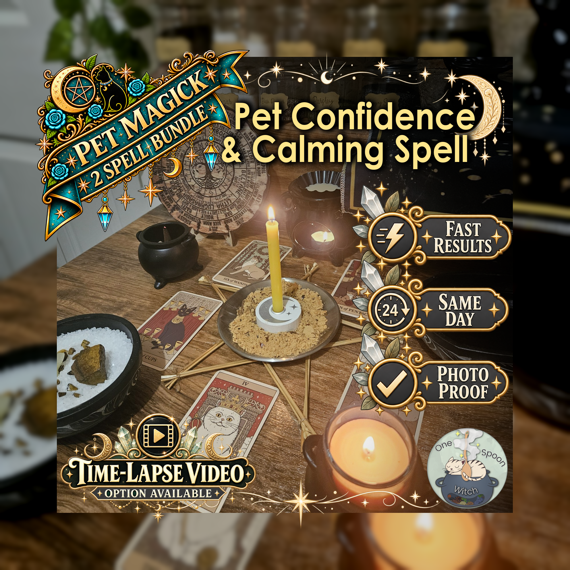 Pet Confidence & Calming Spell Bundle - SAME DAY Casting for Confidence, Calm, Adjustment, Security, & Comfort