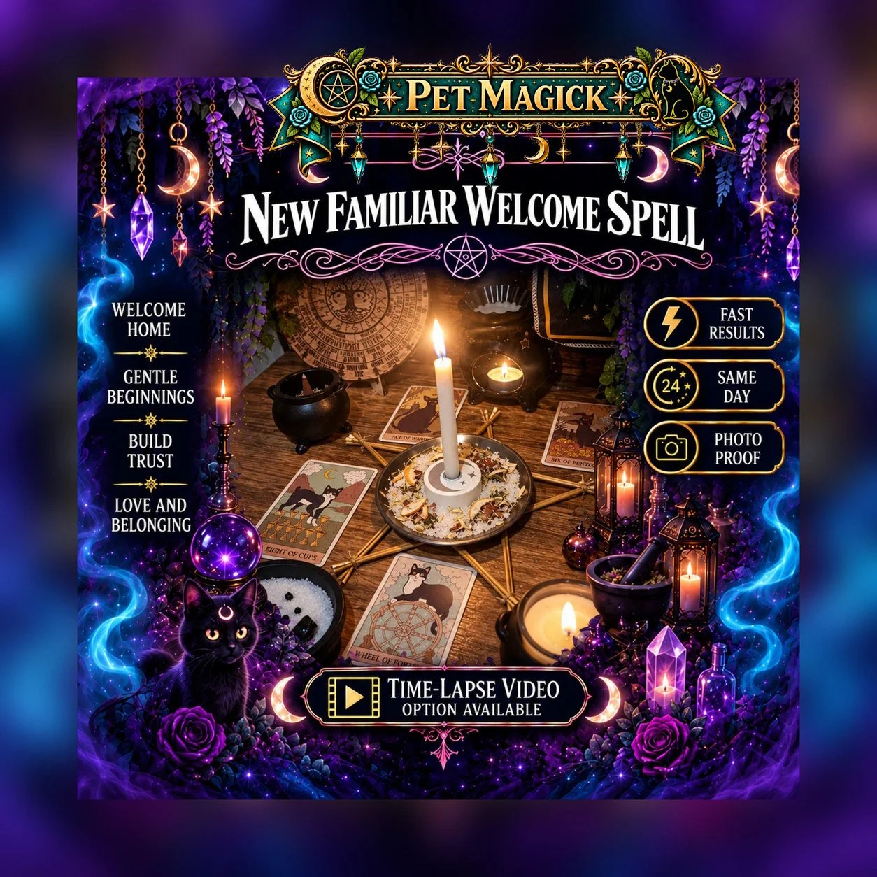 New Pet Welcome Spell - Personalised Same Day Ritual for New Pets, Safe Home, Love, Security, Bonding, and Fresh Beginnings
