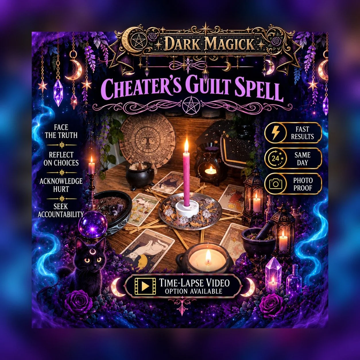 Cheater's Guilt Karma Hex - Personalised Same Day Ritual for Guilt, Remorse, Accountability, Regret, & Karmic Reflection