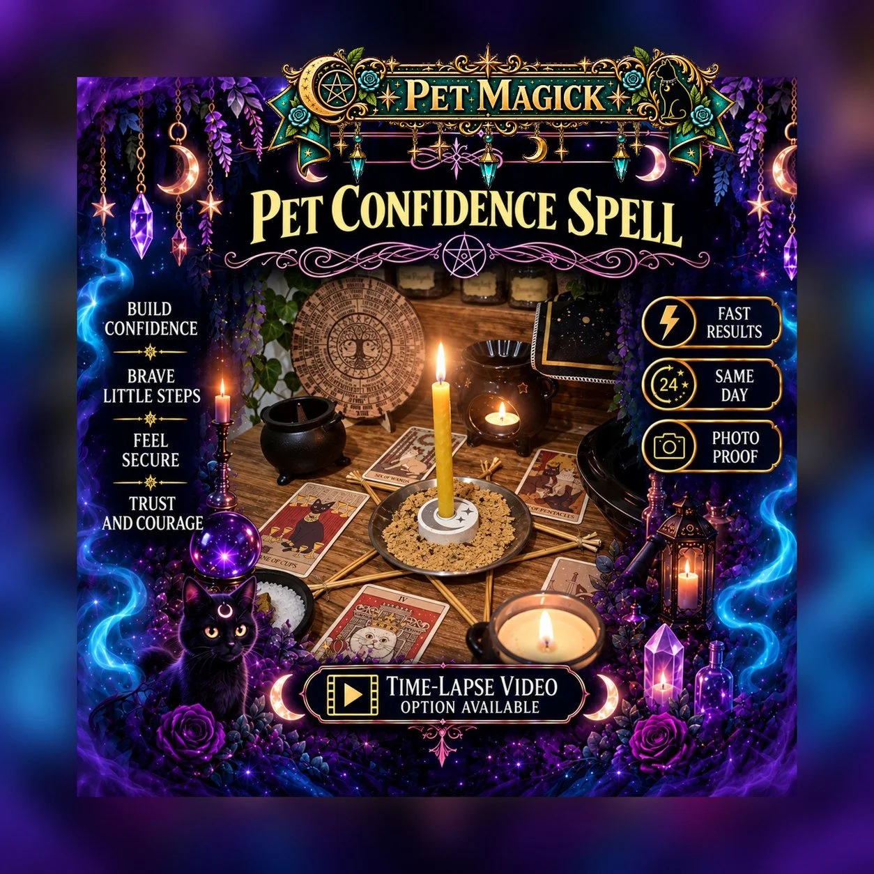Pet Confidence & Adjustment Spell - Personalised Same Day Ritual for Confidence, Security, Comfort, Settling In, and New Surroundings