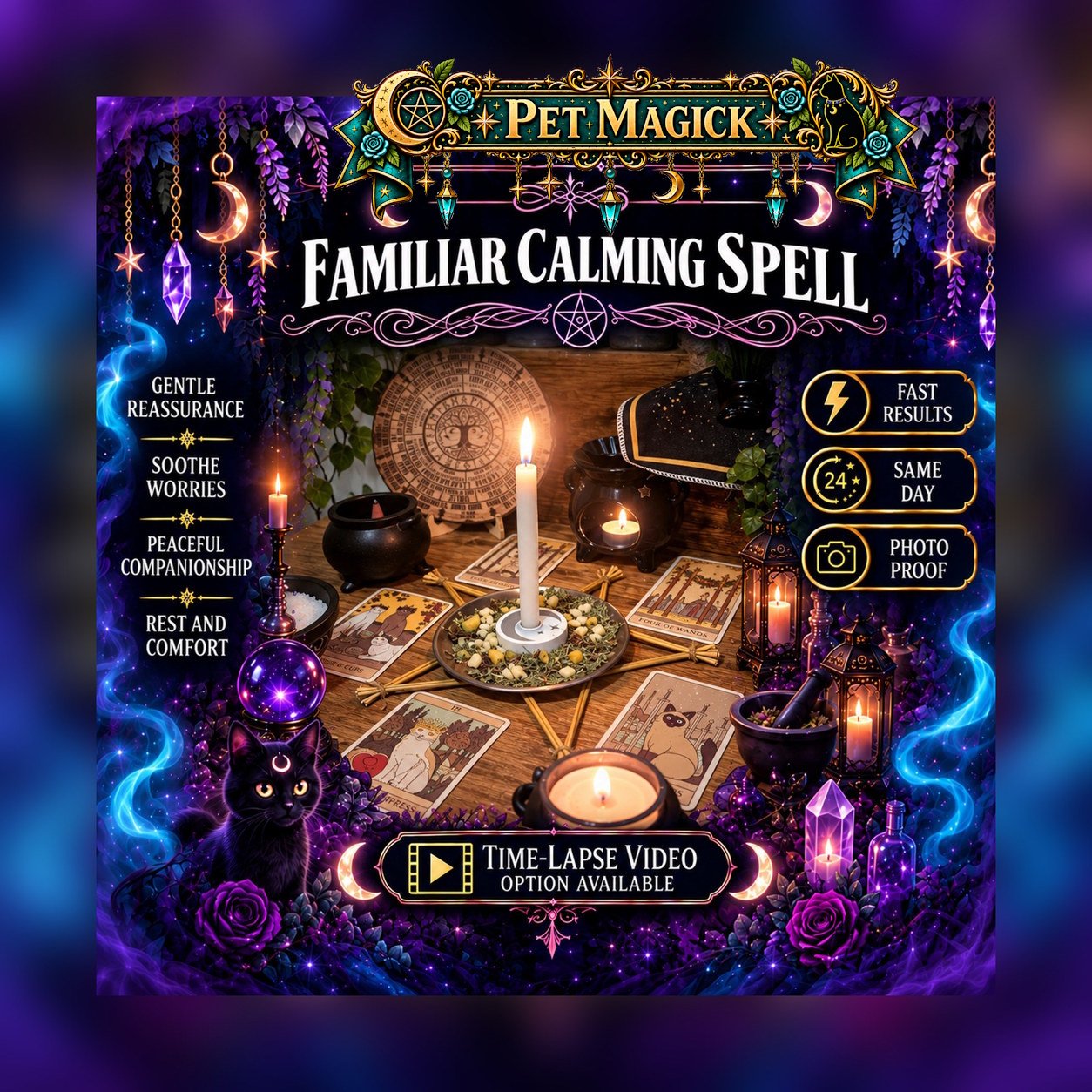 Pet Calming Spell - Personalised Same Day Ritual for Pet Calm, Comfort, Security, Peace, and Harmony
