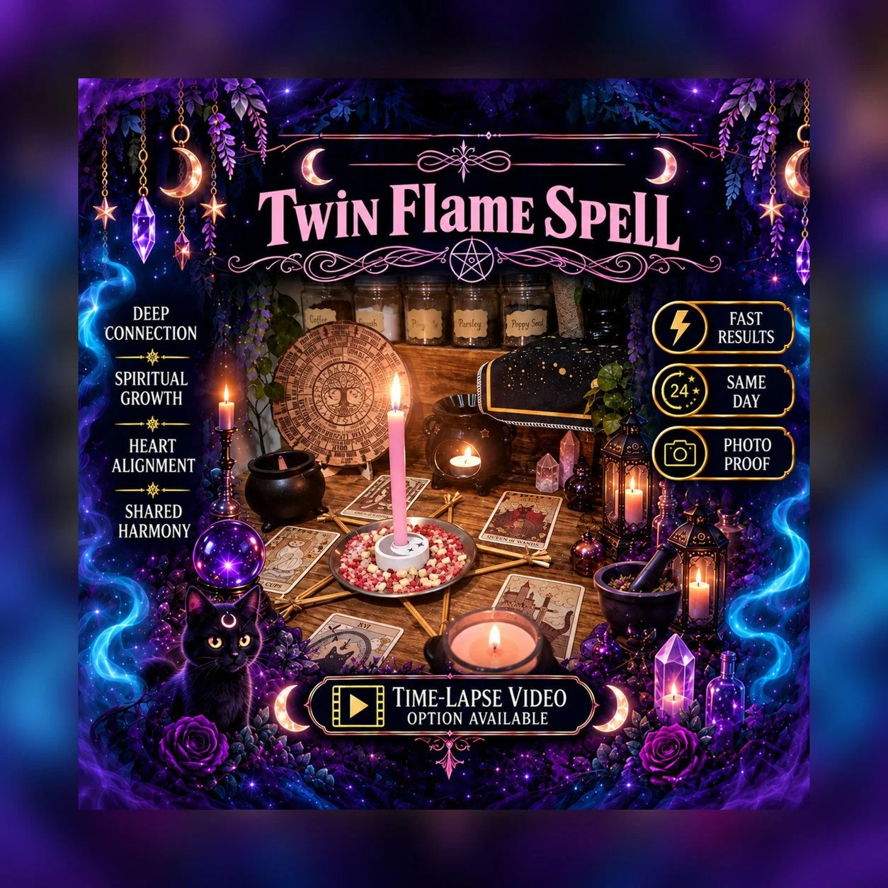 Twin Flame Spell - Personalised Same Day Ritual for Beauty, Empowerment, Attraction, Confidence, & Radiance