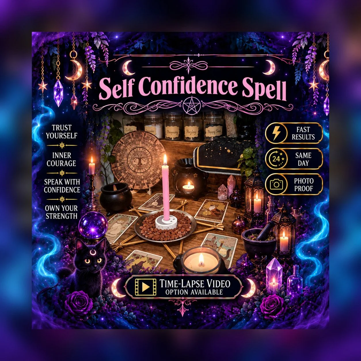 Self Confidence Spell - Personalised Same Day Ritual for Beauty, Healing, Empowerment, Attraction, & Radiance