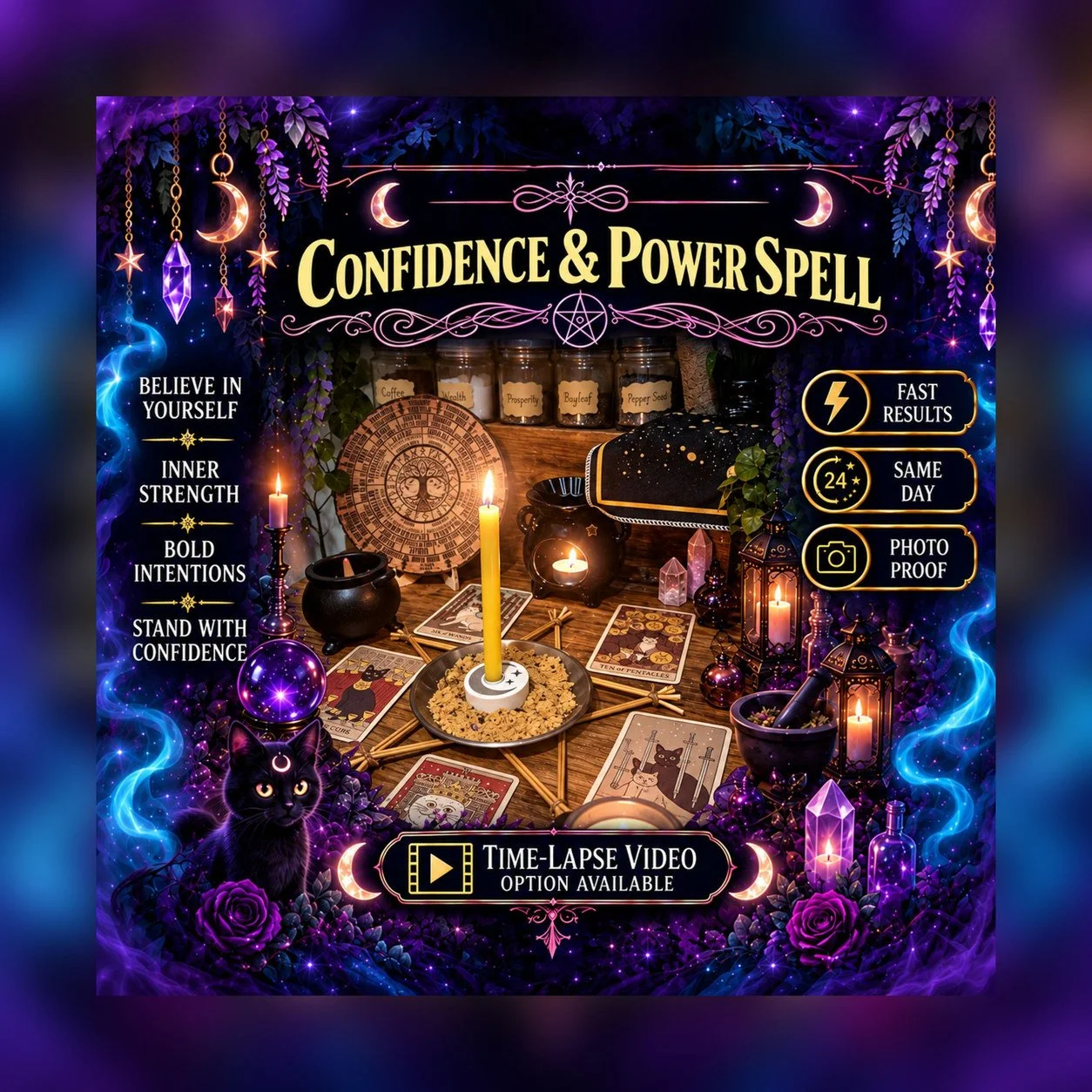 Confidence & Power Spell - Personalised Same Day Ritual for Respect, Power, Recognition, Opportunity, Success