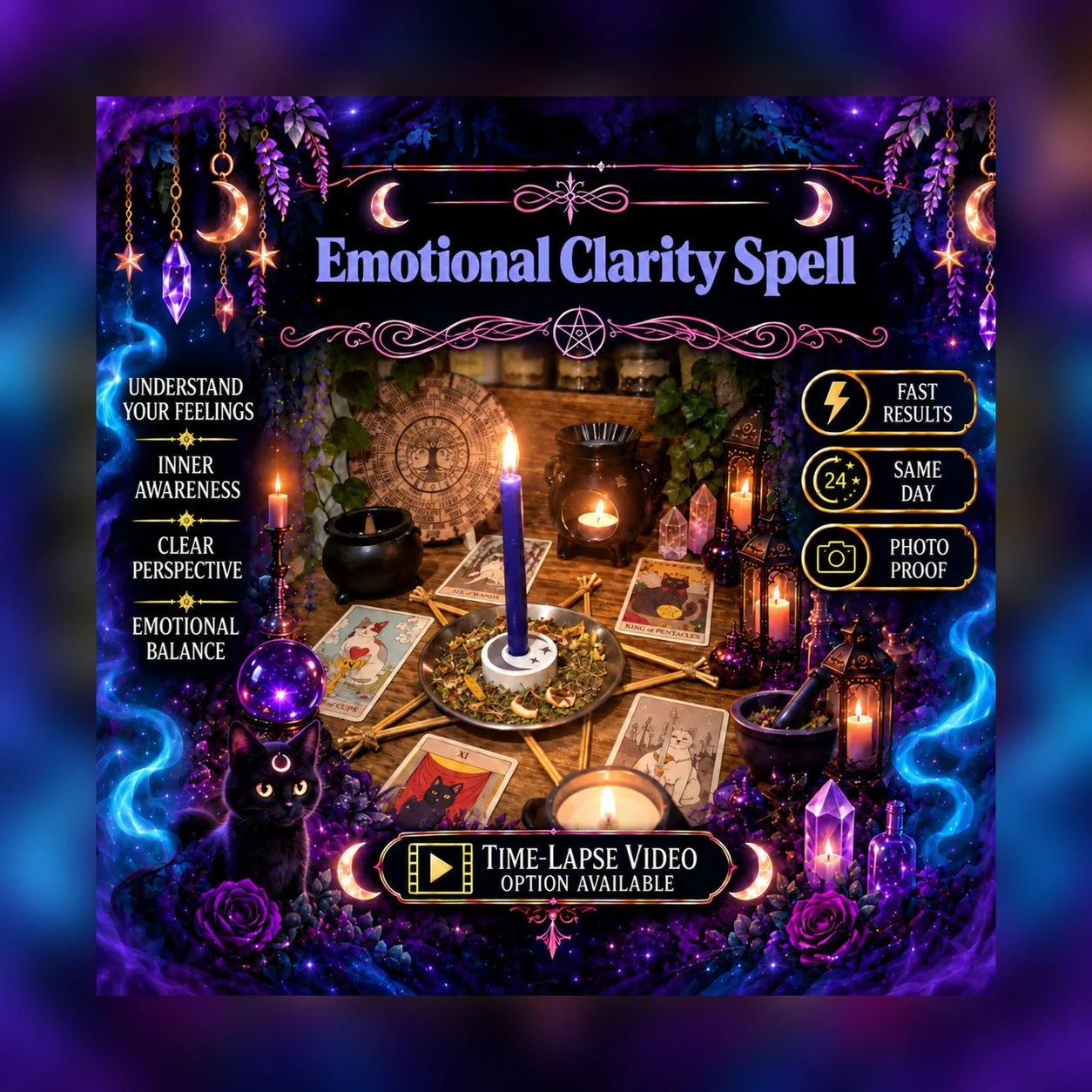 Emotional Clarity Spell - Personalised Same Day Ritual for Clarity, Faith, Protection, Victory, & Defence