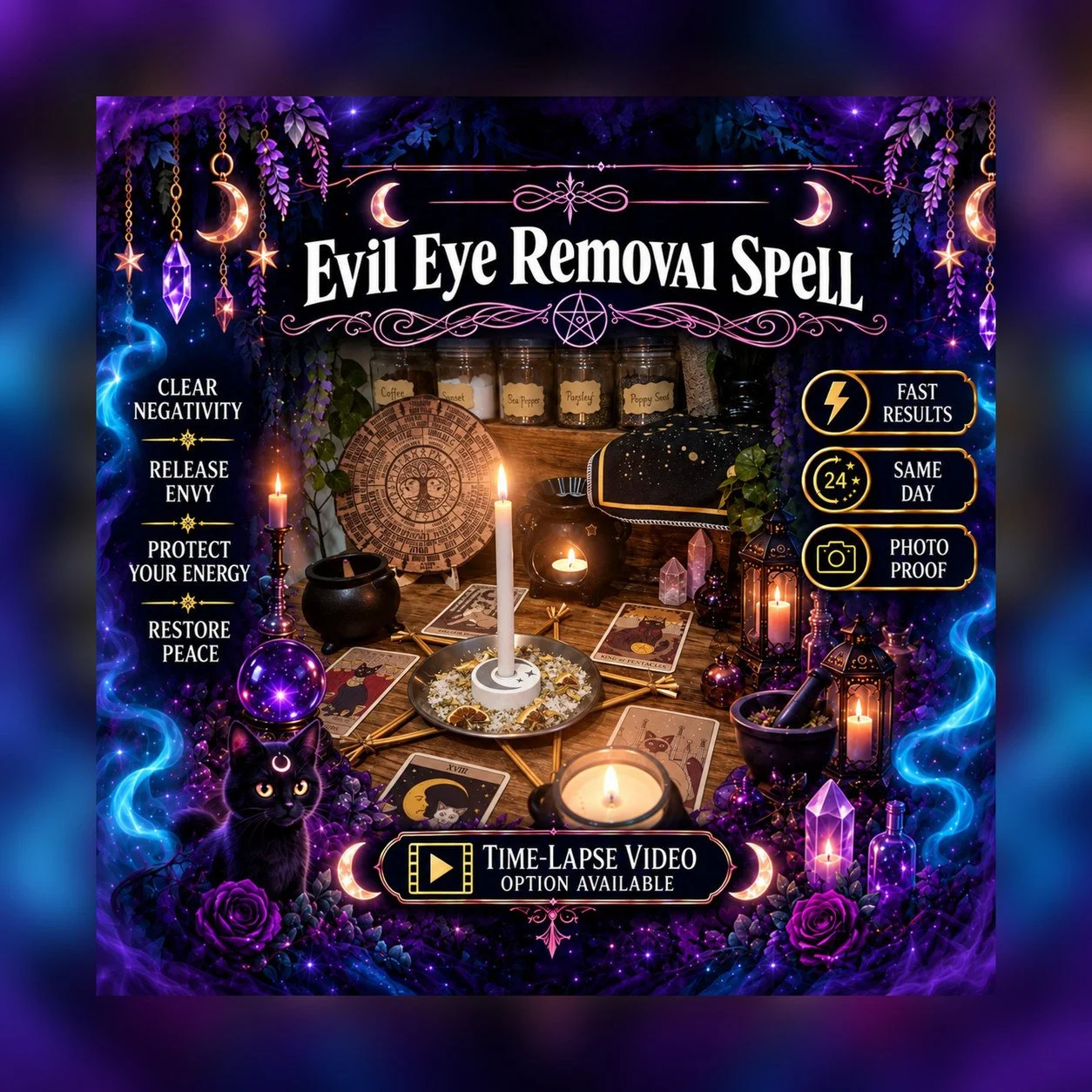Evil Eye Spell - Personalised Same Day Ritual for Protection, Safety, Cleansing, Shielding, & Purification