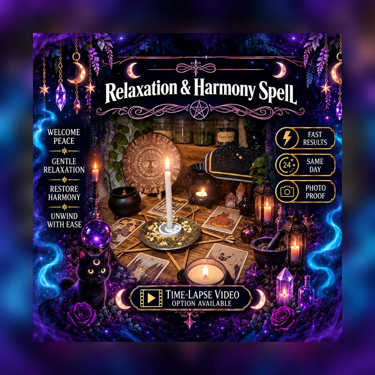 Relaxation & Harmony Spell - Personalised Same Day Ritual for Emotional Healing, Personal Strength, Balance, Relaxation, Contentment
