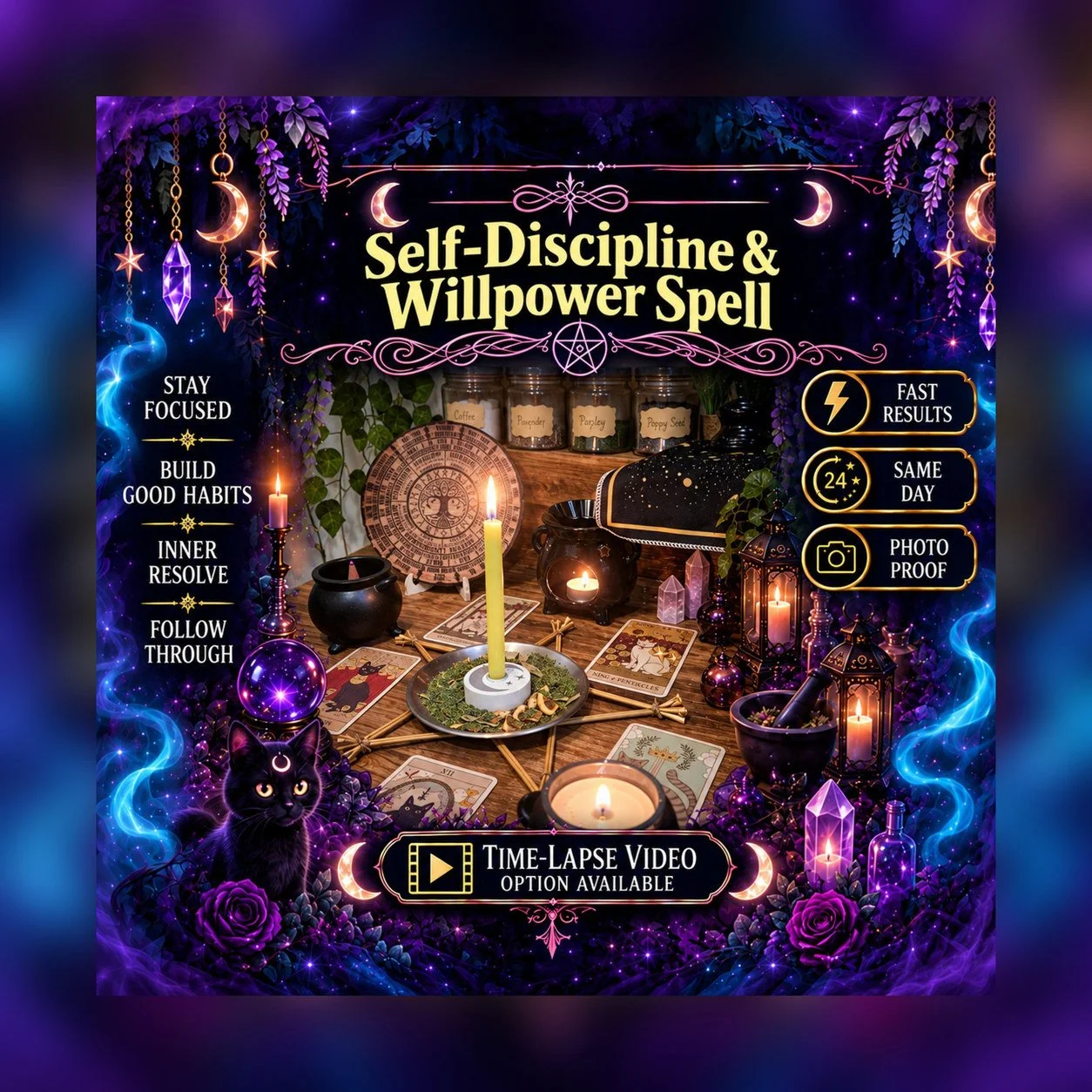 Self-Discipline and Willpower Spell - Personalised Same Day Ritual for Prosperity, Money, Wealth, Opportunity, & Fortune