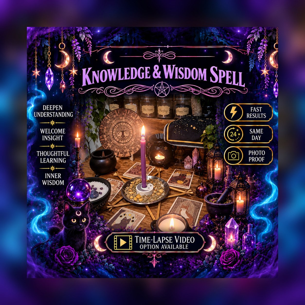 Knowledge and Wisdom Spell - Personalised Same Day Ritual for Memory, Focus, Motivation, Clarity, & Emotional Courage