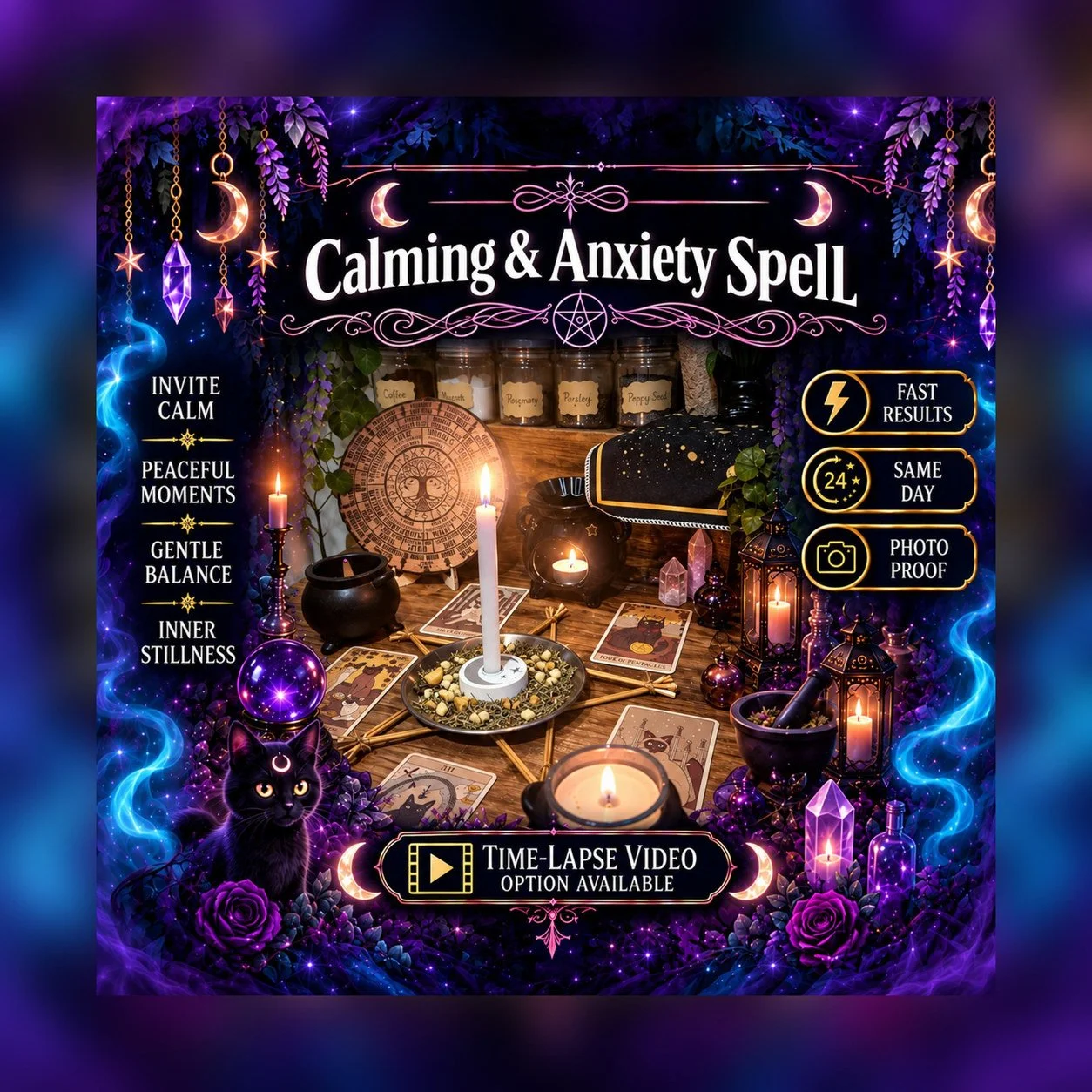 Calming & Anxiety Spell - Personalised Same Day Ritual for Emotional Healing, Happiness, Balance, Relaxation, Peace
