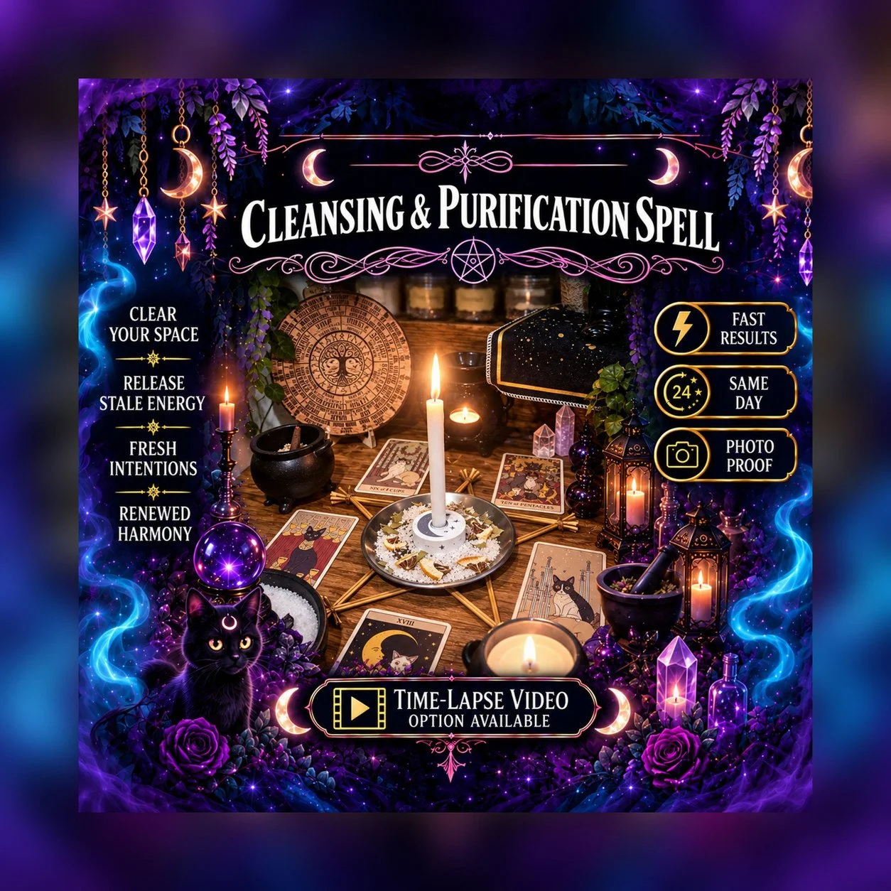 Cleansing & Purification Spell - Personalised Same Day Ritual for Protection, Safety, Balance, Shielding, Stability, Blockages