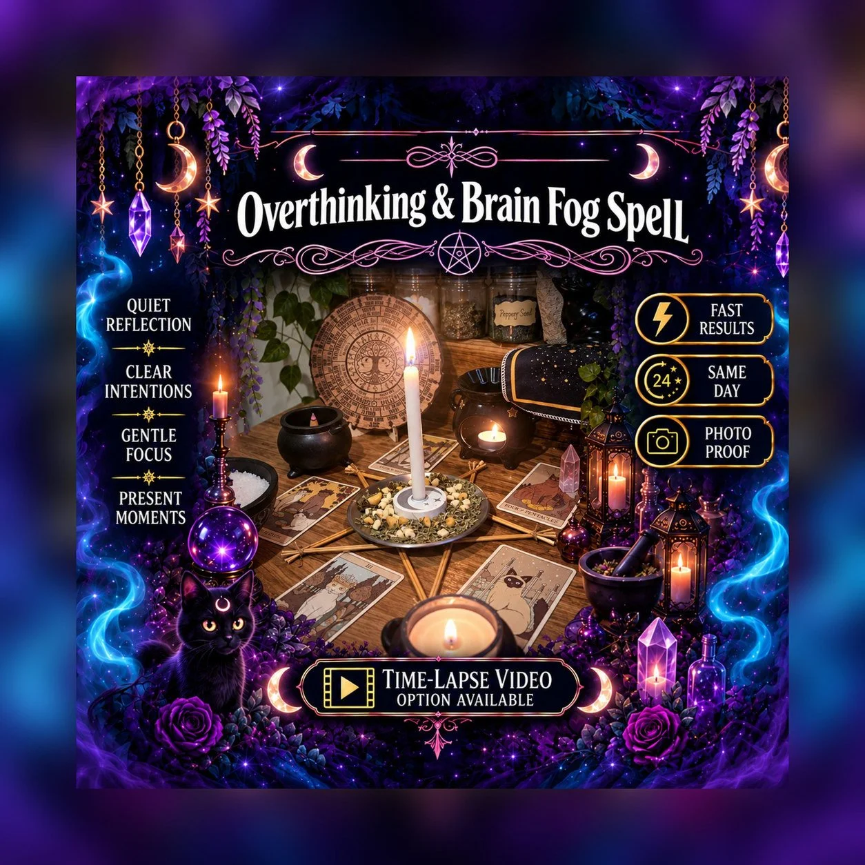 Overthinking & Brain Fog Spell - Personalised Same Day Ritual for Emotional Healing, Personal Strength, Balance, Relaxation, Contentment