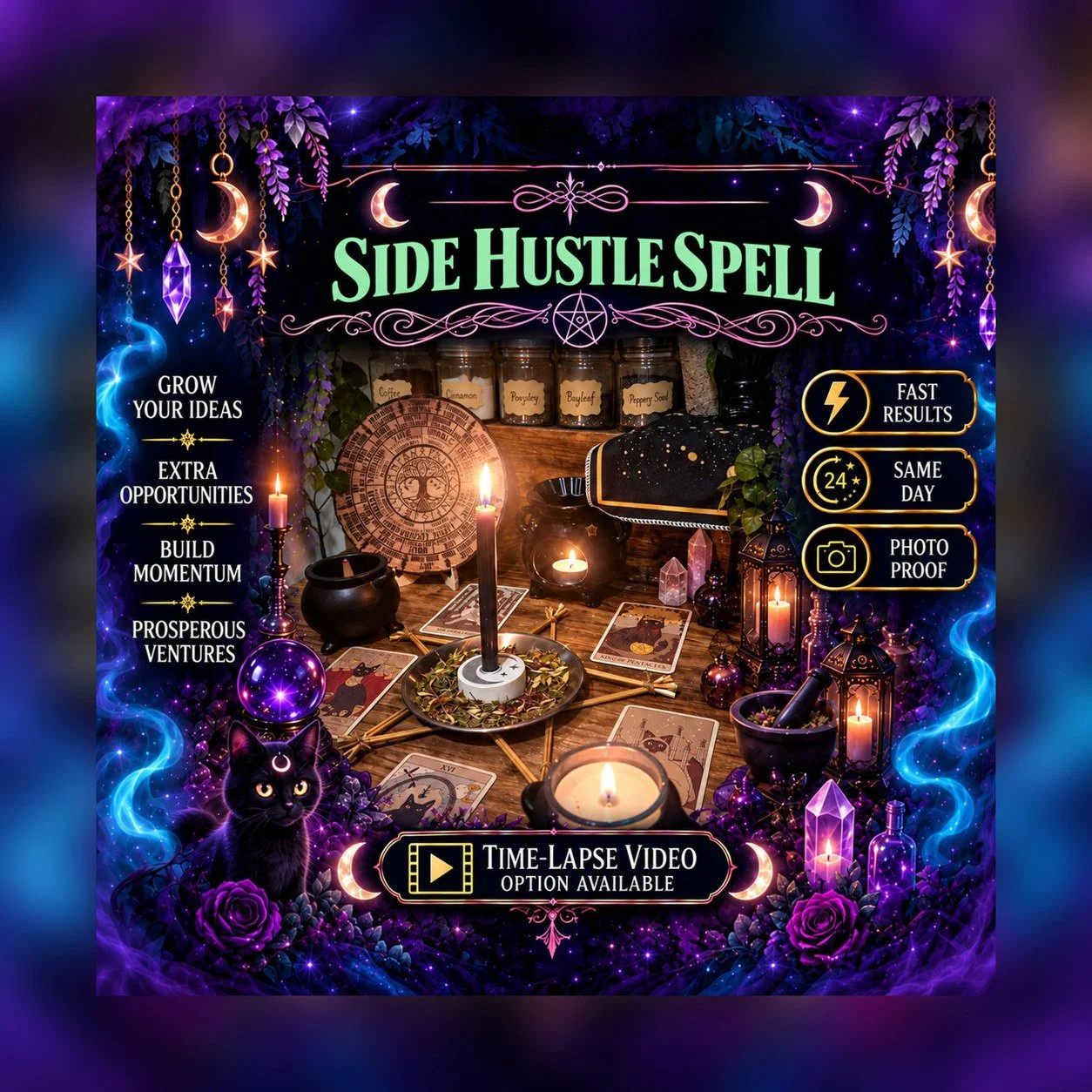 Side Hustle & Business Spell - Personalised Same Day Ritual for Financial Success, Wealth, Prosperity, Opportunity, Fortune