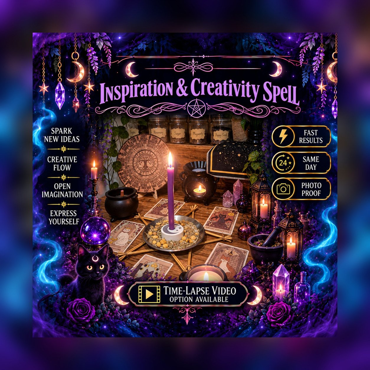 Inspiration & Creativity Spell - Personalised Same Day Ritual for Memory, Focus, Motivation, Clarity, Emotional Courage