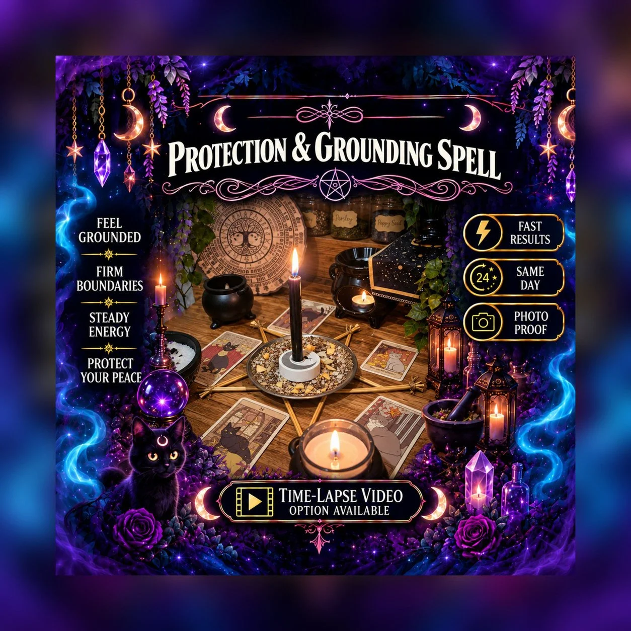 Protection and Grounding Spell - Personalised Same Day Ritual for Cleansing, Safety, Balance, Shielding, & Stability