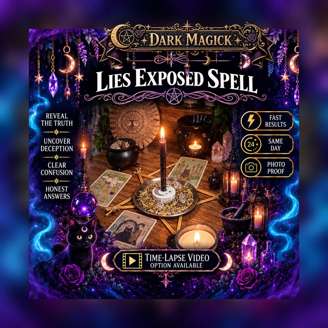 Truth Revealing & Lies Exposed Spell - Personalised Same Day Ritual for Truth, Secrets Revealed, Lies Exposed, Clarity, and Justice