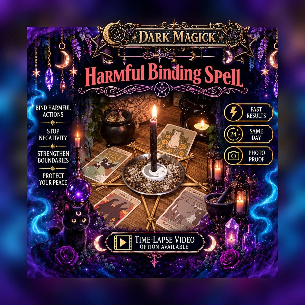 Stop Harmful Actions Binding Spell - Personalised Same Day Ritual for Binding Harm, Blocking Actions, Protection, Restraint, & Boundaries