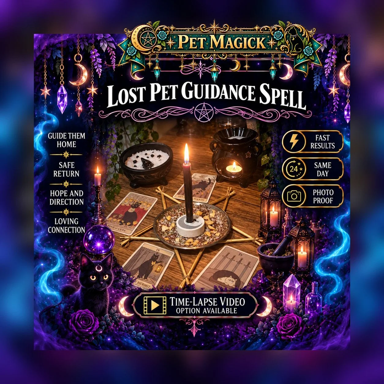 Lost Pet Guidance & Safe Return Spell - Personalised Same Day Ritual for Protection, Guidance, Safe Passage, Direction, and Returning Home