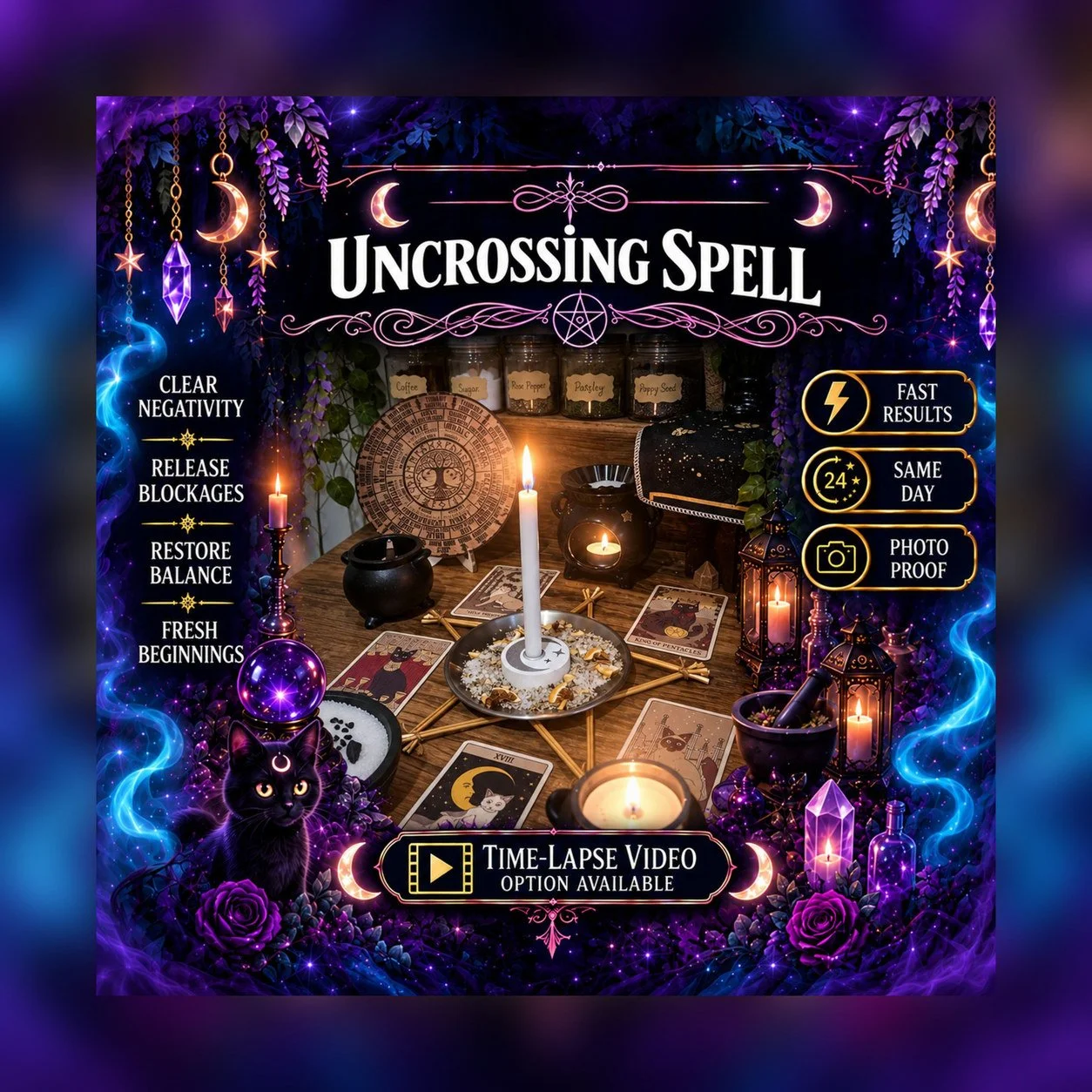 Uncrossing Spell - Personalised Same Day Ritual for Protection, Safety, Cleansing, Shielding, & Purification