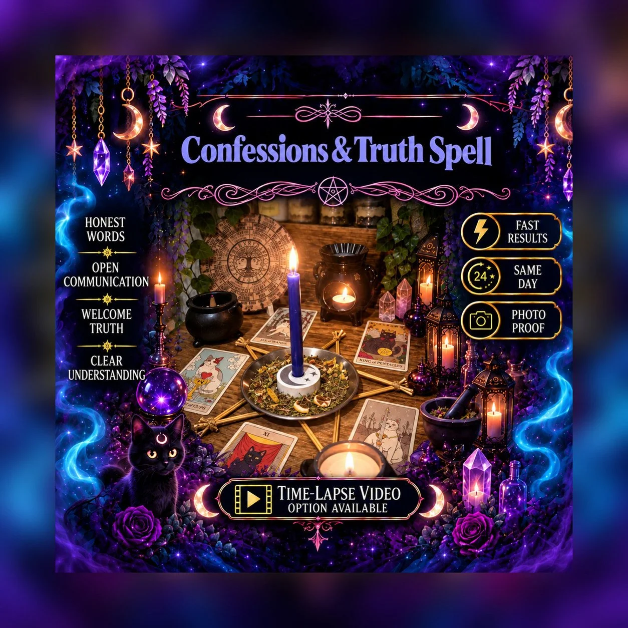 Confessions & Truth Spell - Personalised Same Day Ritual for Clarity, Faith, Protection, Victory, Defence, Justice