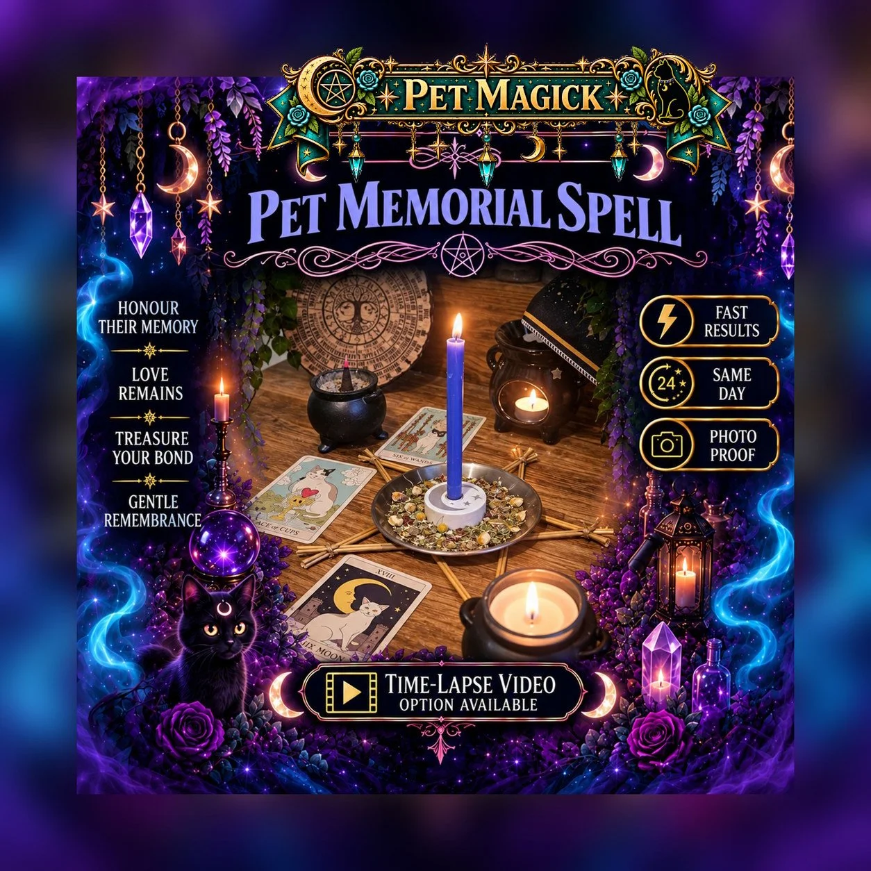 Pet Remembrance & Spiritual Connection Spell - Personalised Same Day Ritual for Remembrance, Love, Comfort, Connection, and Honouring Their Memory