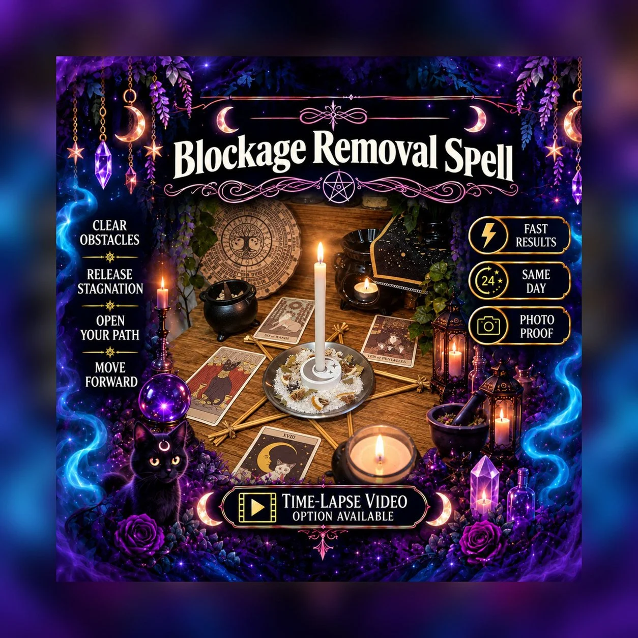 Remove Blocks Spell - Personalised Same Day Ritual for Protection, Safety, Balance, Shielding, & Stability