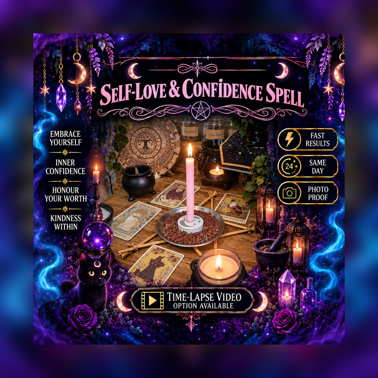 Self-Love and Confidence Spell - Personalised Same Day Ritual for Beauty, Healing, Empowerment, Attraction, & Radiance