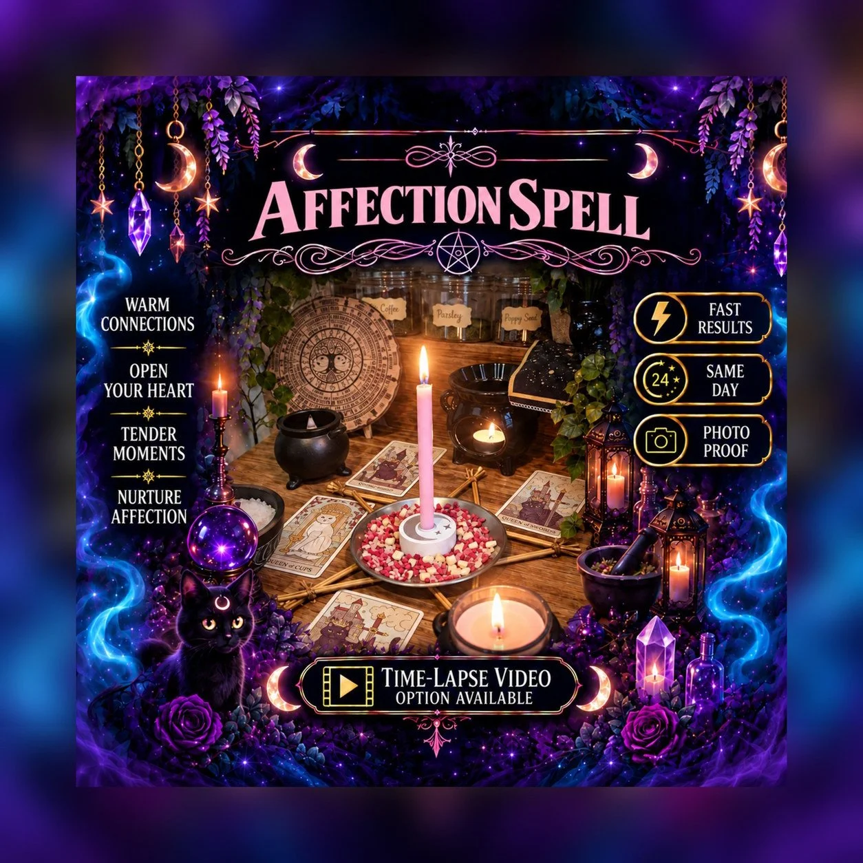 Affection and Romance Spell - Personalised Same Day Ritual for Beauty, Empowerment, Attraction, Confidence, & Radiance