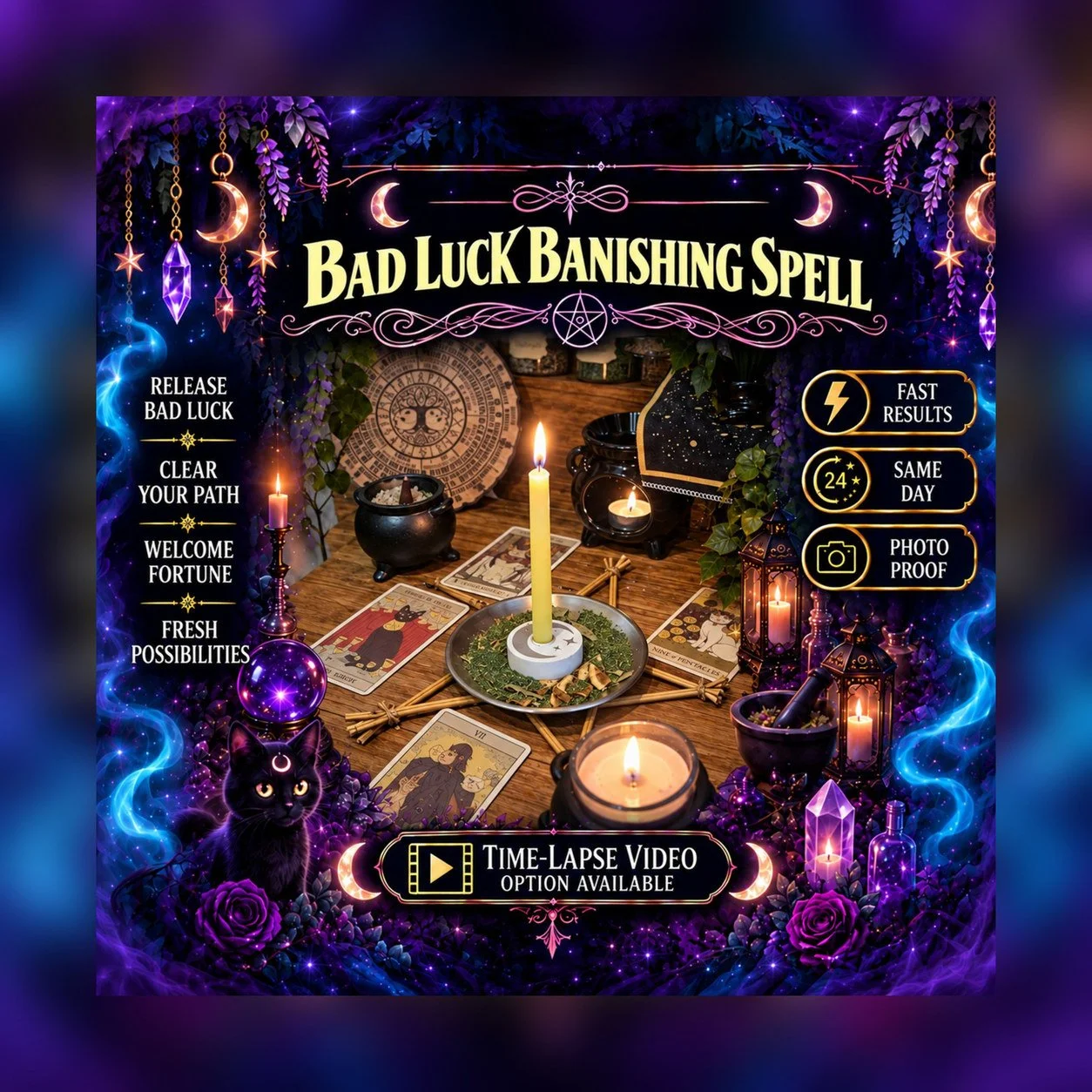 Bad Luck Banishing Spell - Personalised Same Day Ritual for Prosperity, Money, Wealth, Opportunity, & Fortune