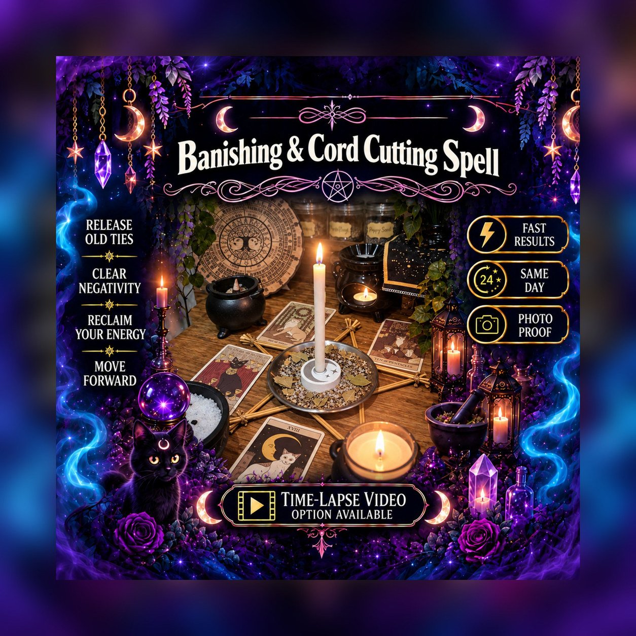 Banishing and Cord Cutting Spell - Personalised Same Day Ritual for Purification, Safety, Cleansing, Protection, & Shielding