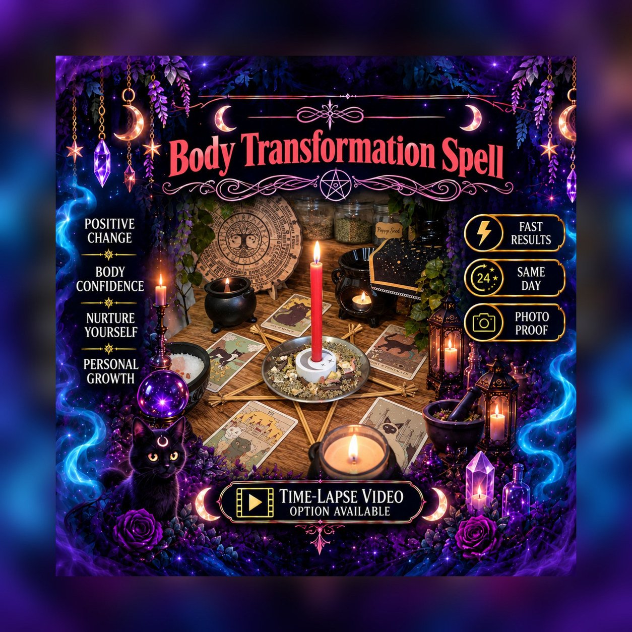 Body Transformation Spell - Personalised Same Day Ritual for Success, Self-Love, Motivation, Confidence, & Weight Changes
