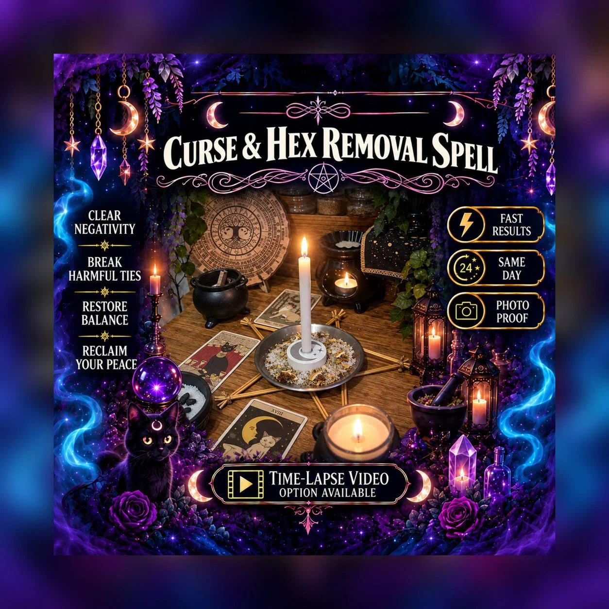 Curse and Hex Removal Spell - Personalised Same Day Ritual for Protection, Safety, Cleansing, Shielding, & Purification
