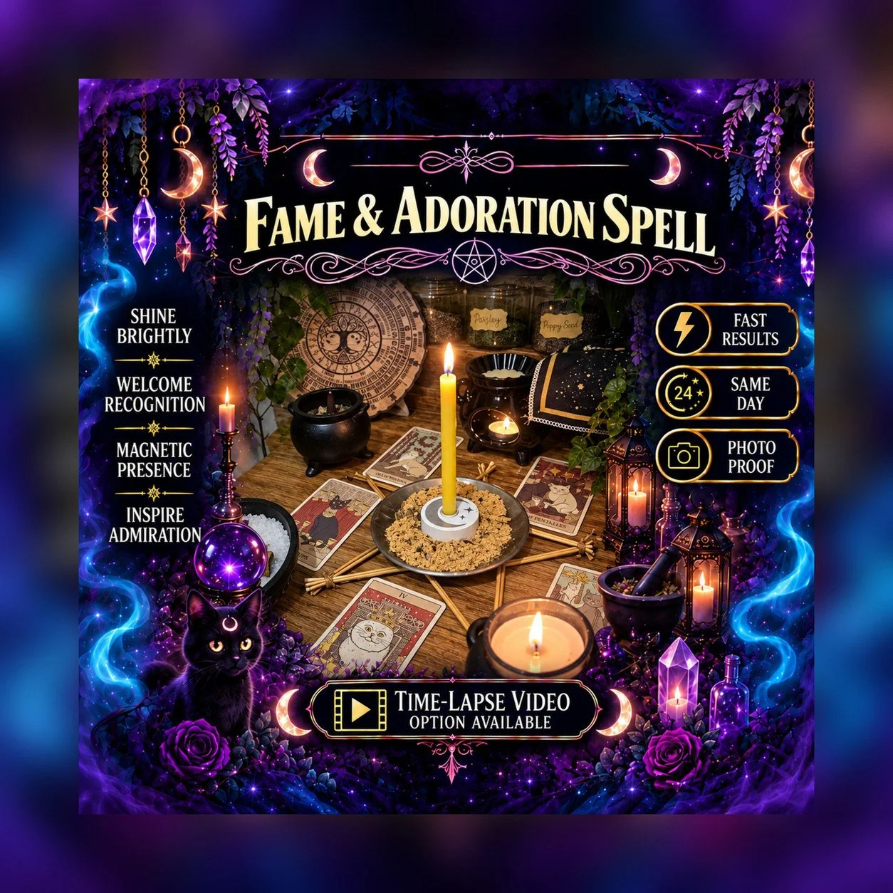 Fame & Adoration Spell - Personalised Same Day Ritual for Respect, Power, Recognition, Opportunity, Success