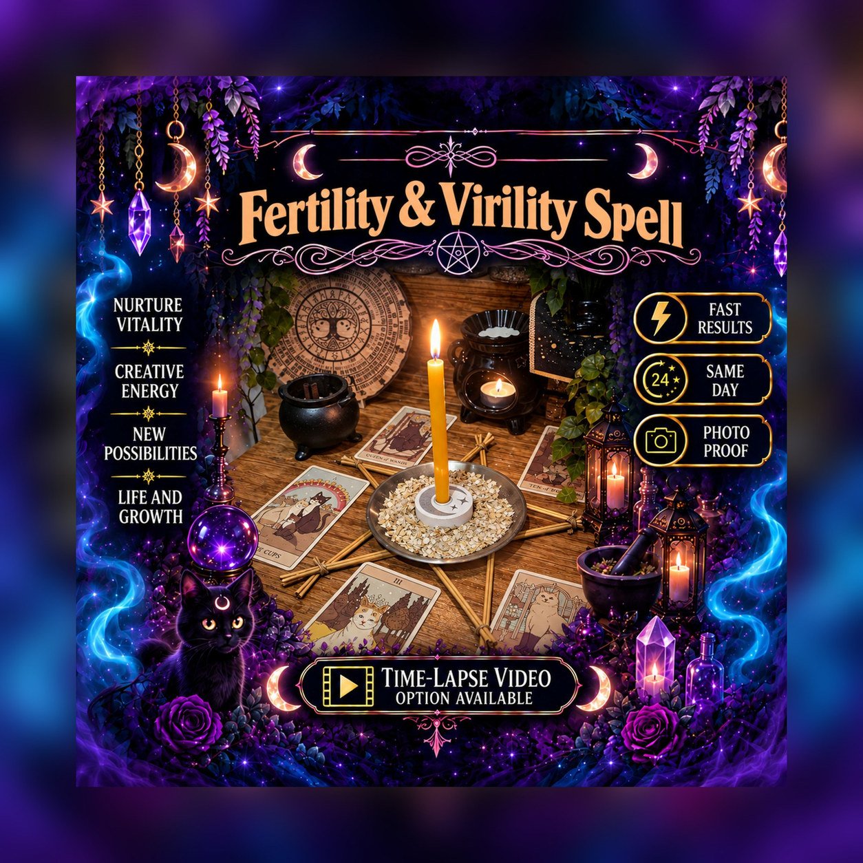 Fertility and Virility Spell - Personalised Same Day Ritual for Calming, Balance, Grounding, Cleansing, & New Beginnings