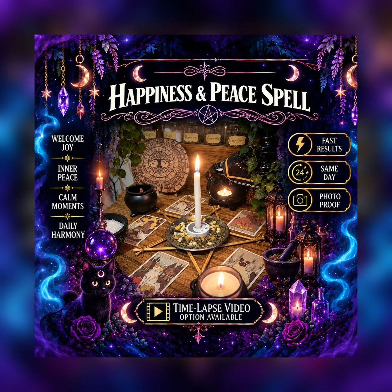Happiness & Peace Spell - Personalised Same Day Ritual for Emotional Healing, Personal Strength, Balance, Relaxation, Contentment