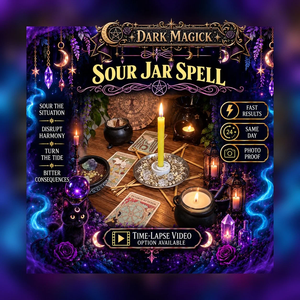 Sour Jar Misfortune Hex - Personalised Same Day Ritual for Bad Luck, Frustration, Sour Energy, Obstacles, & Misfortune