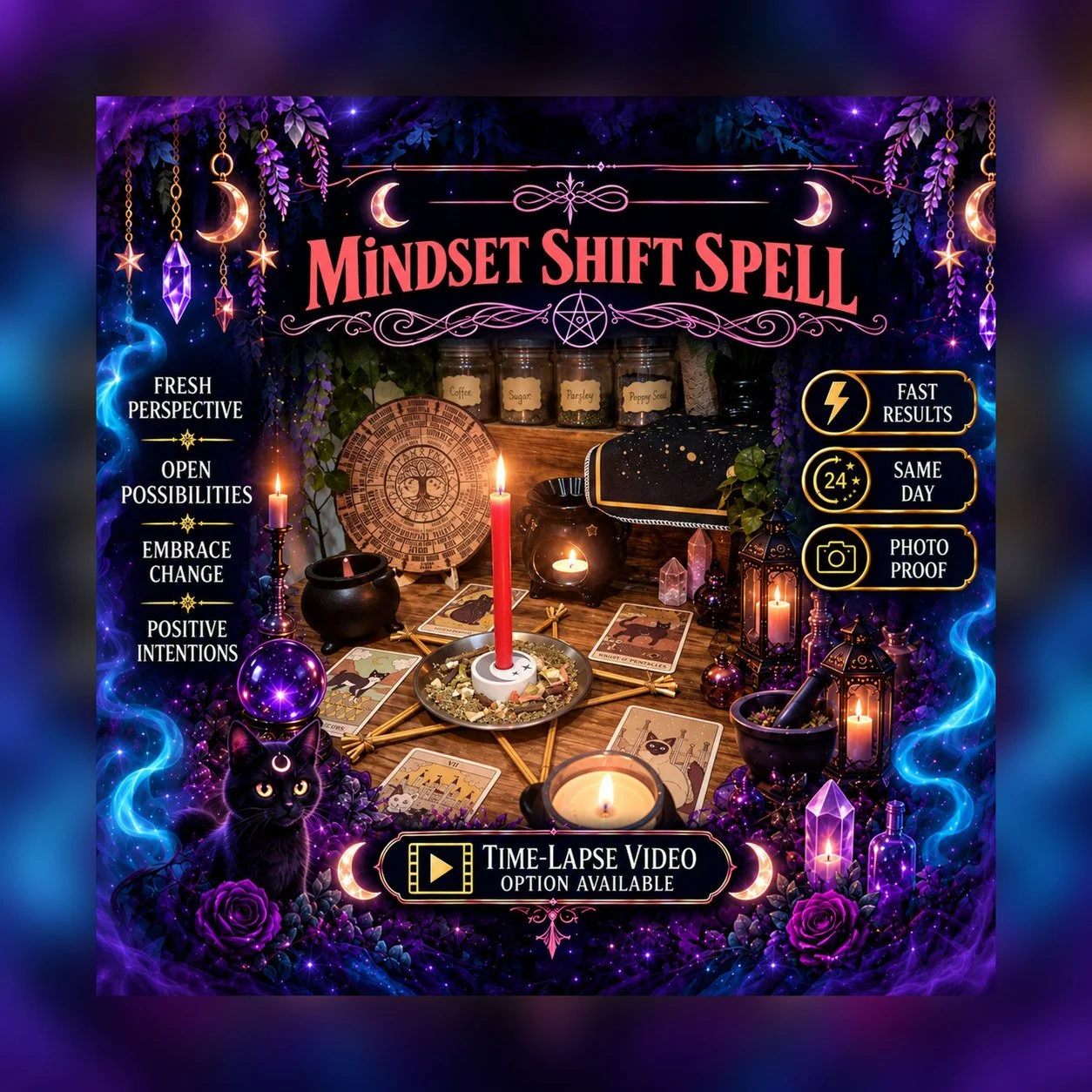 Thought Transformation Spell - Personalised Same Day Ritual for Mindset Renewal, Shifts, Positive Thinking, Clarity, Personal Growth