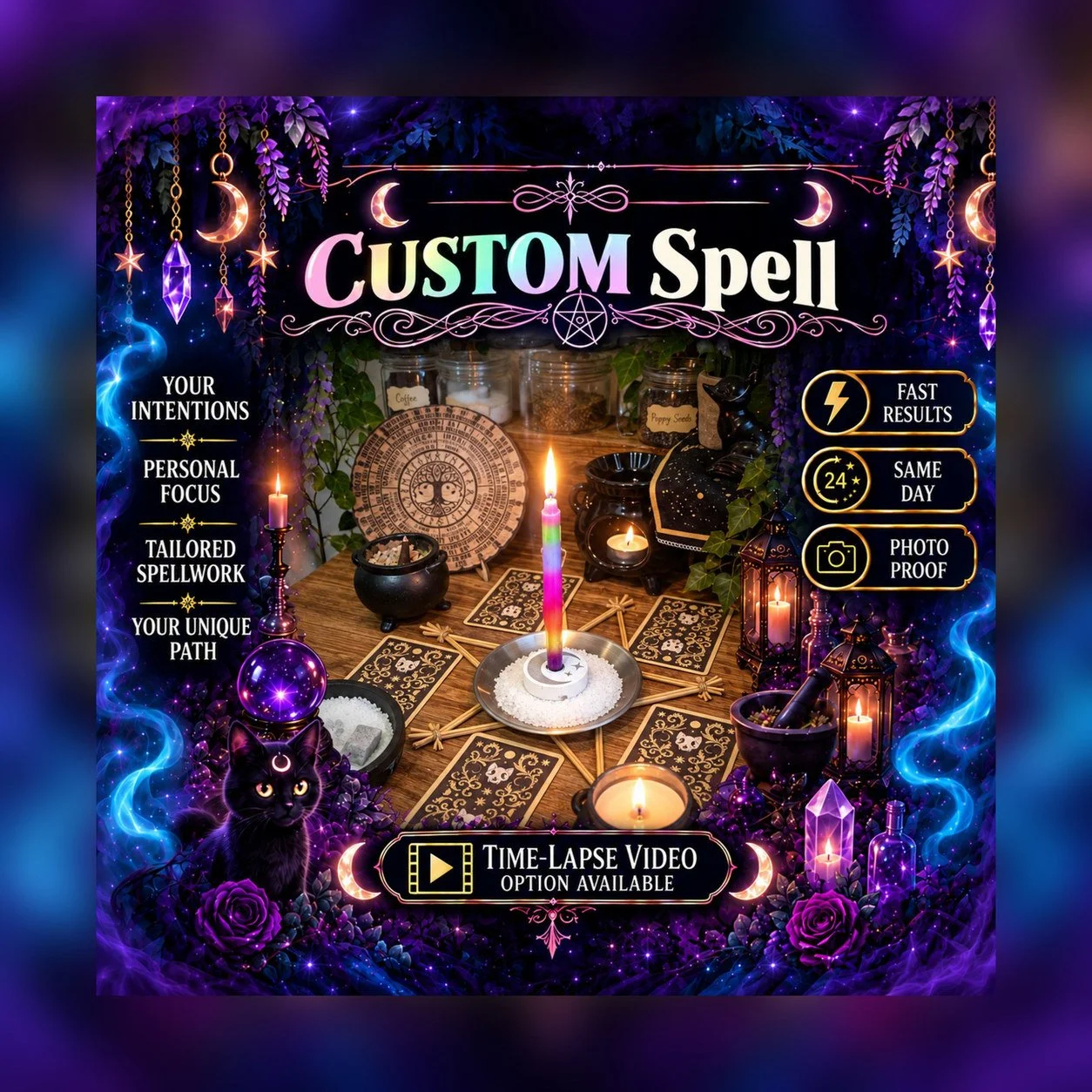 Create Your Own Custom 7-8 combined Spell - Personalised Same Day Ritual for Custom Intentions