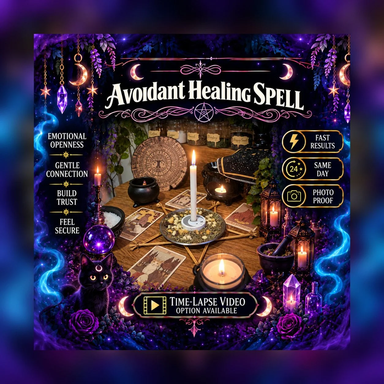Avoidant Healing & Heart Softening Spell - Personalised Same Day Ritual for Softer Energy, Emotional Walls, kindness, Caring