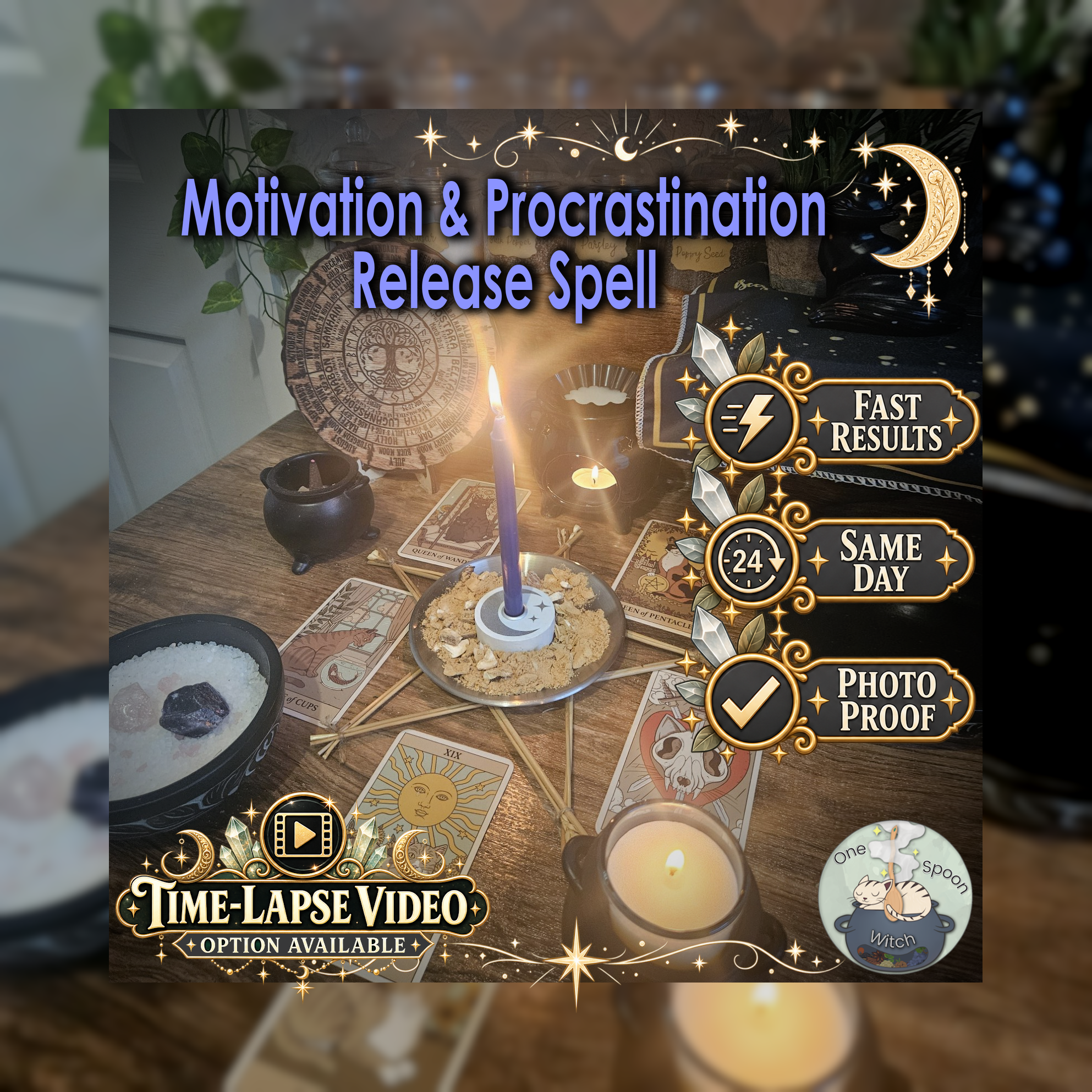 Motivation & Procrastination Release Spell - SAME DAY Casting for Motivation, Productivity, Focus, Fresh Energy, Self-Discipline